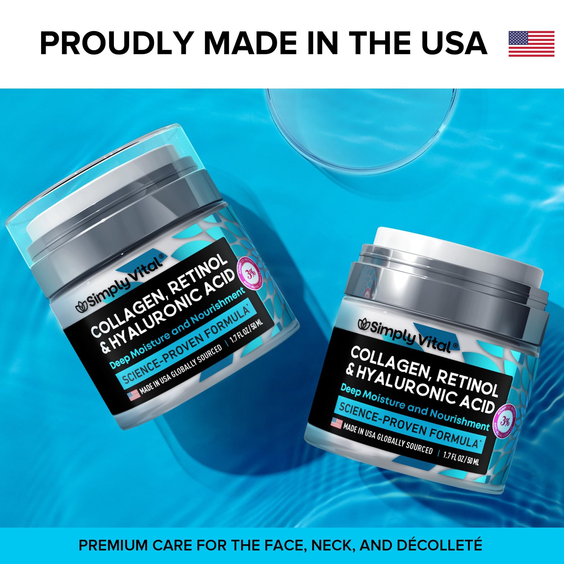 Anti-Aging Face Moisturizer with Retinol, Collagen & Hyaluronic Acid - Made in USA - Moisturizer Face Cream for Women & Men - Firming & Hydrating Neck Cream - Day & Night Skin Care - 1.7 fl oz SimplyVital Au supplements