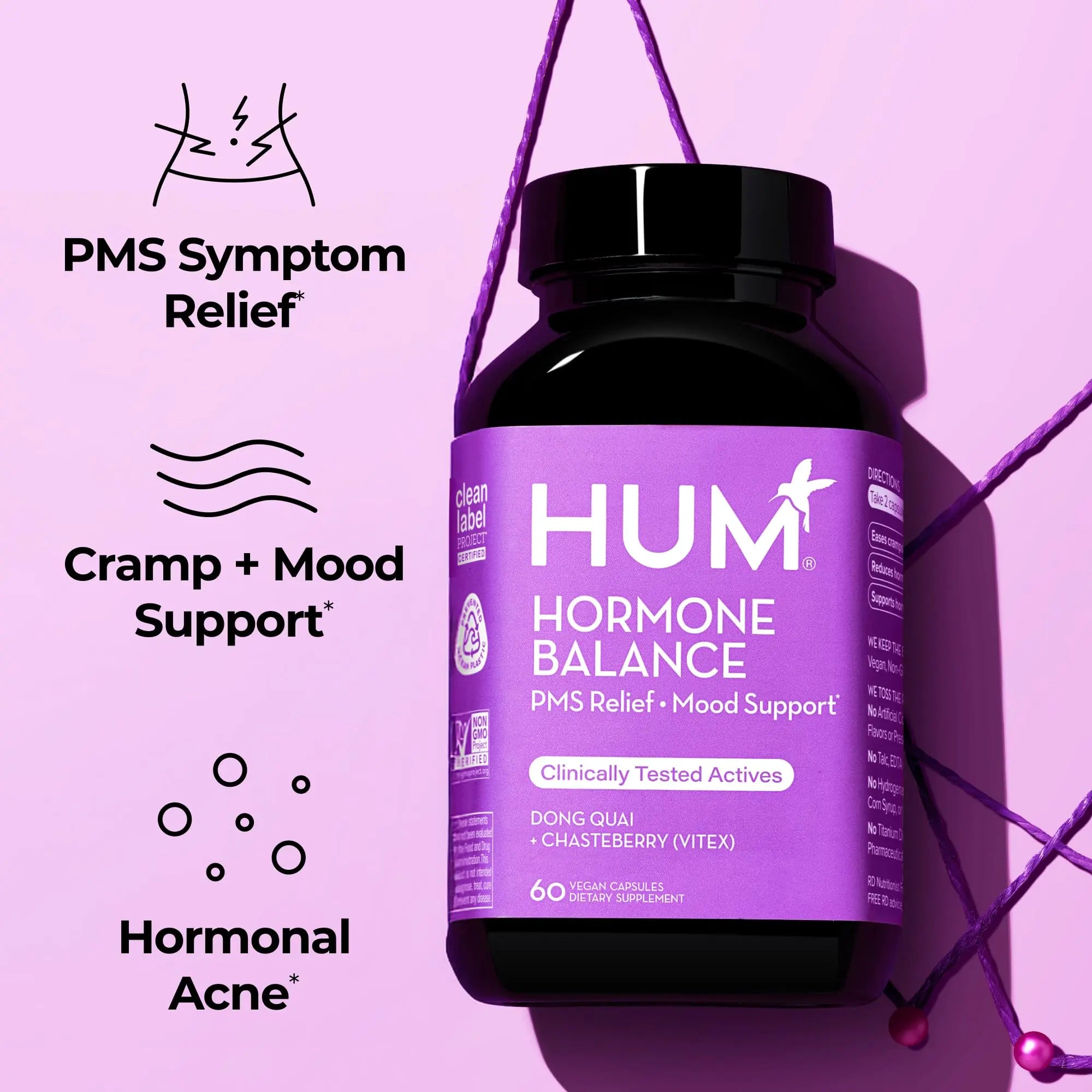 HUM Hormone Balance for Women, Supplement for Women's Health with Chasteberry & Dong Quai, Support for PMS Symptoms, Cramps, Irritability, Hormonal Balance, Monthly Support, 60 Capsules HUM Au supplements