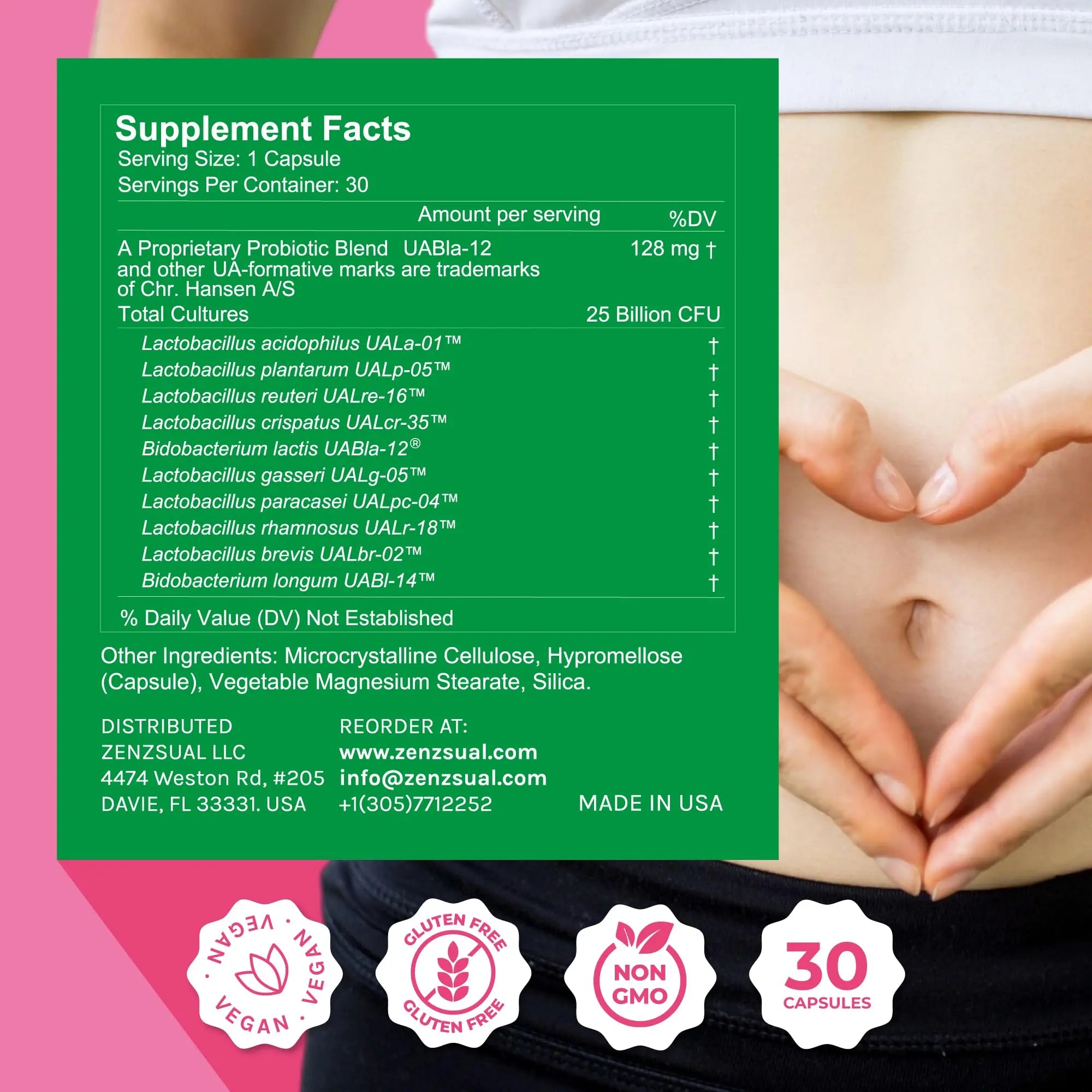 ZENZSUAL Zenbiotic Probiotics Support for Women – 25 Billion CFU, Vaginal Health & pH Balance Support, Odor & Yeast Control, Gut & Digestive Health, Urinary Comfort, Hormone Balance, 30 Vegan Capsules ZENZSUAL Au supplements