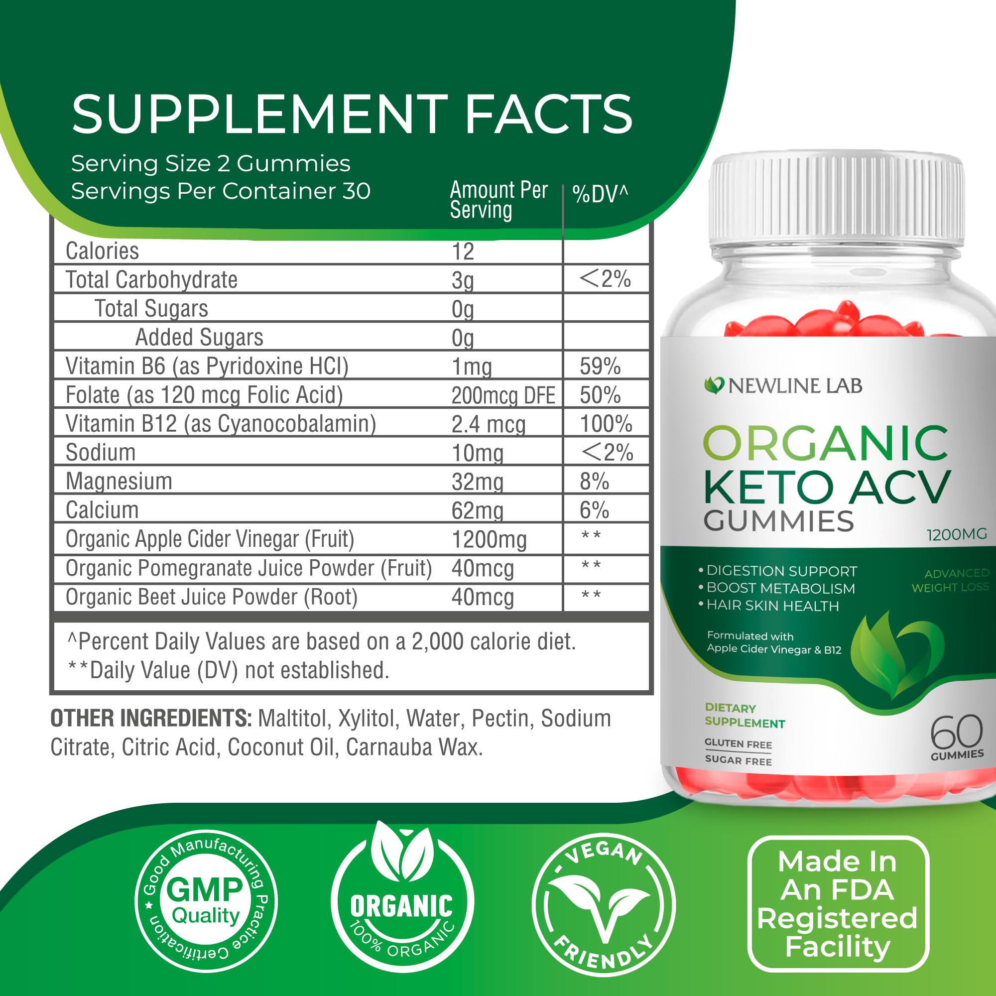 Organic Keto ACV Gummies for Advanced Weight Loss Fat Burn - Sugar Gluten Free Apple Newline Lab Au supplements