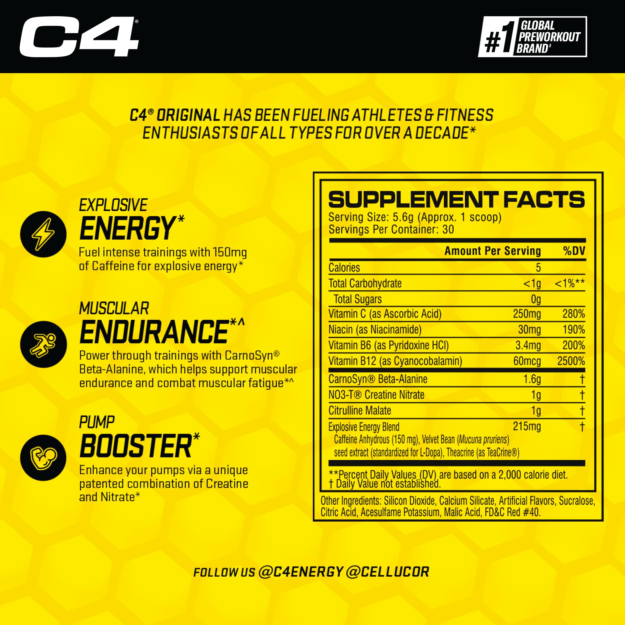 Cellucor C4 Original Pre Workout Powder Watermelon Sugar Free Preworkout Energy Cellucor Au supplements