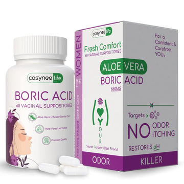 cosynee Boric Acid Capsules for Women with Aloe Vera – 60 Capsules, 650mg Each – Feminine Hygiene Support cosynee Au supplements