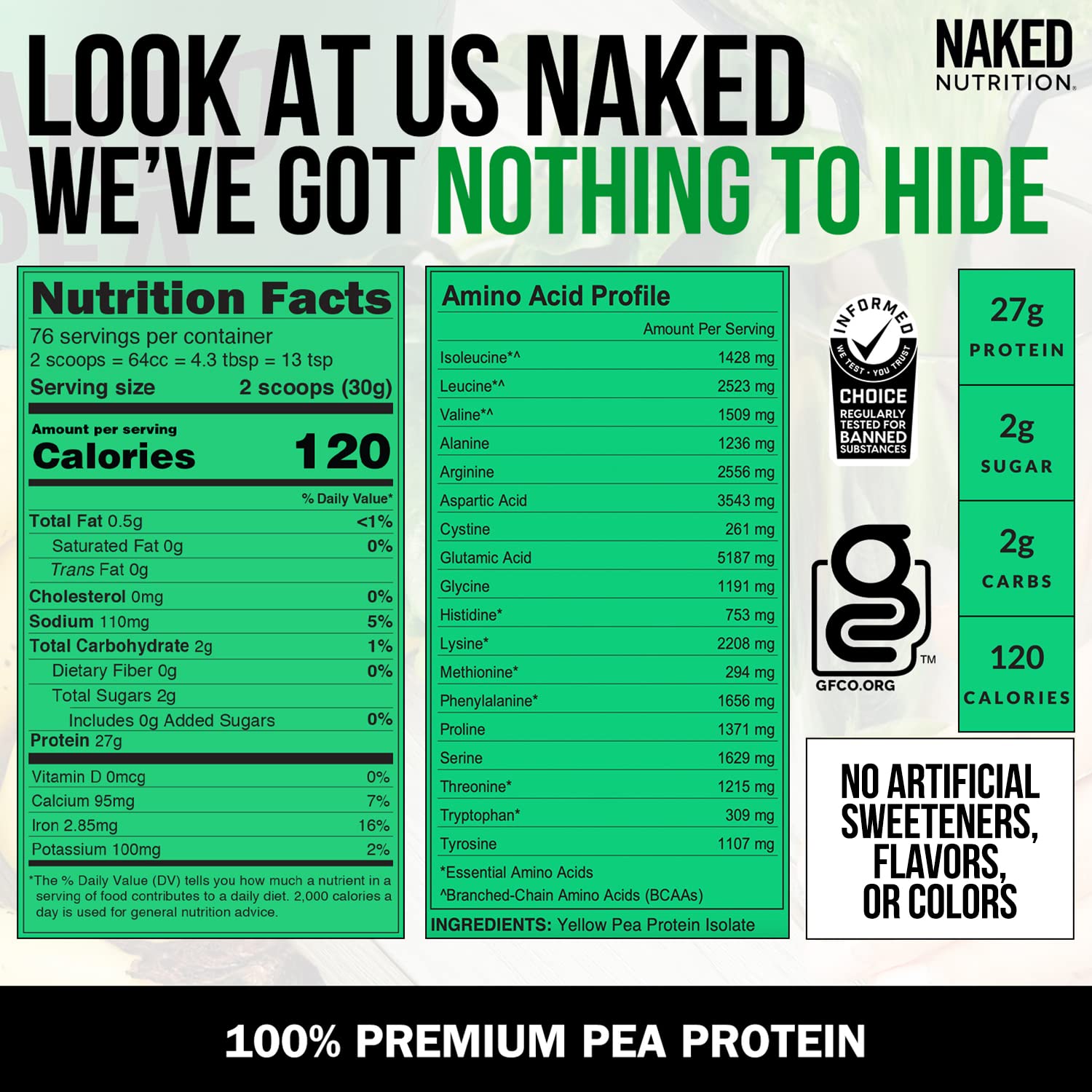 NAKED Pea - 5LB 100% Pea Protein Powder from North American Farms - Unflavored NAKED Au supplements