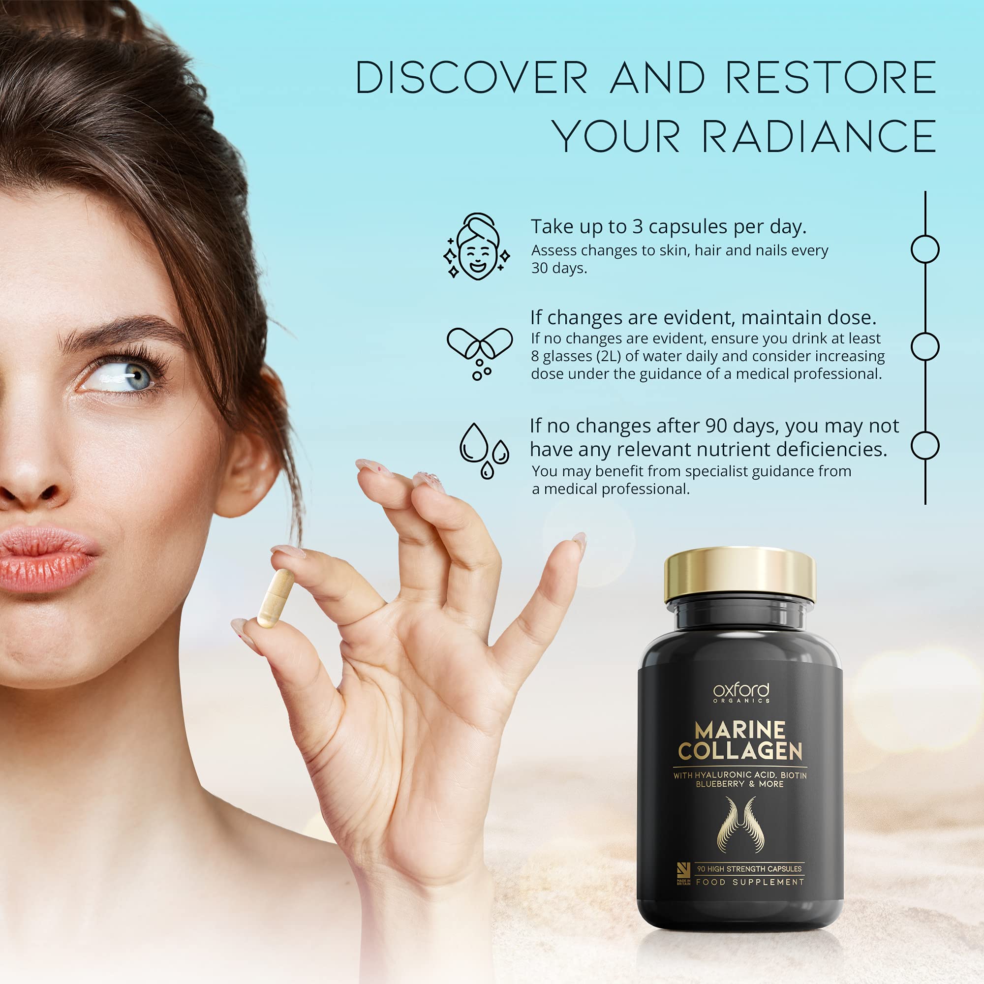 Advanced Marine Collagen Capsules | 1735mg Superfood & Vitamin Boosted Complex for Glowing Hair, Skin & Nails Oxford Organics Au supplements