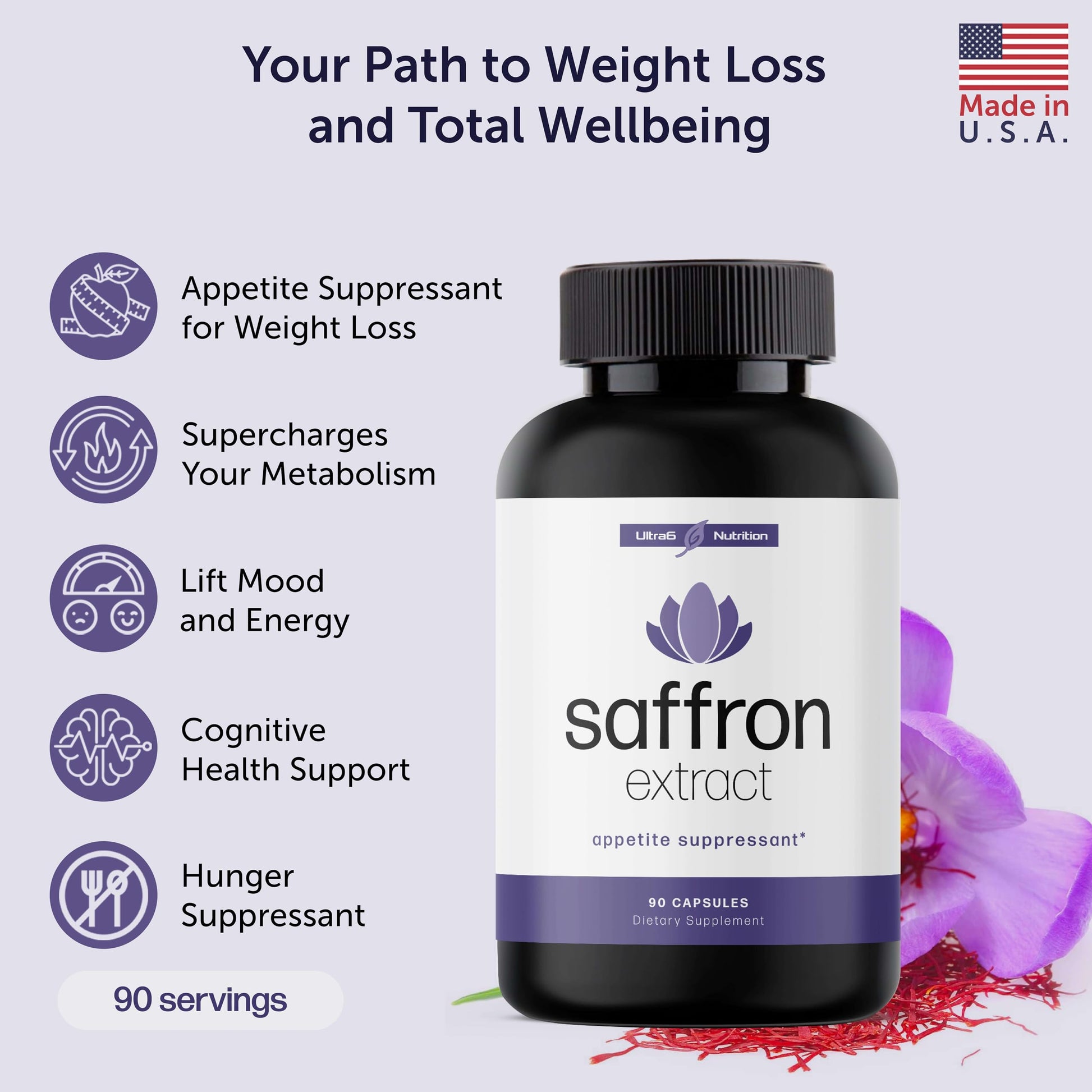 Pure Saffron Extract - Appetite Suppressant for Weight Loss Women & Men - Natural Hunger Ultra6 Nutrition Au supplements
