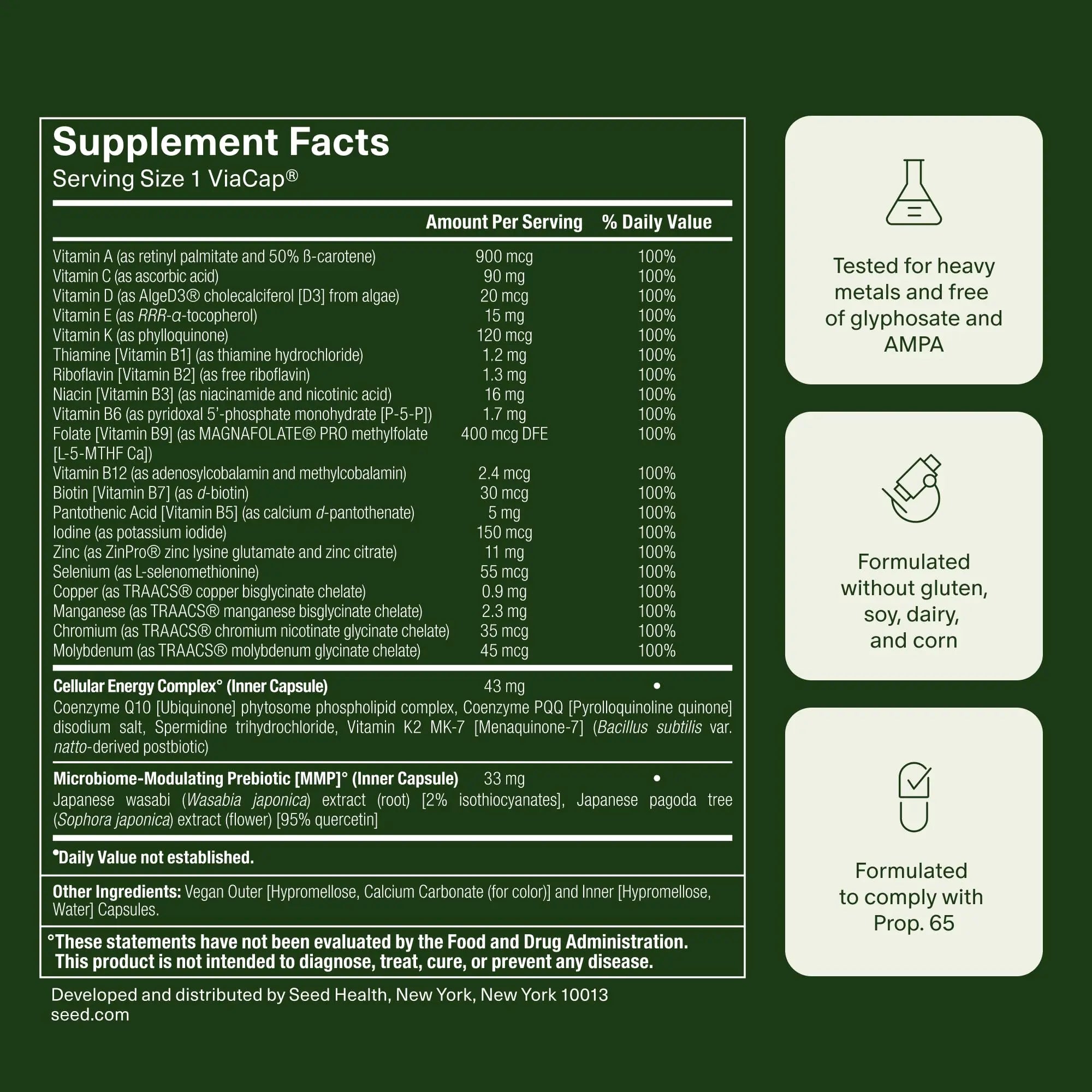 Seed DM-02 Daily Multivitamin - 100% DV Essential Vitamins and Minerals for Women & Men - Helps Fill Daily Nutrient Gaps - Immune, Bone, Hair, Skin & Nails Health - Vegan - 30 Capsules (30-Day Supply) Visit the Seed Store Au supplements
