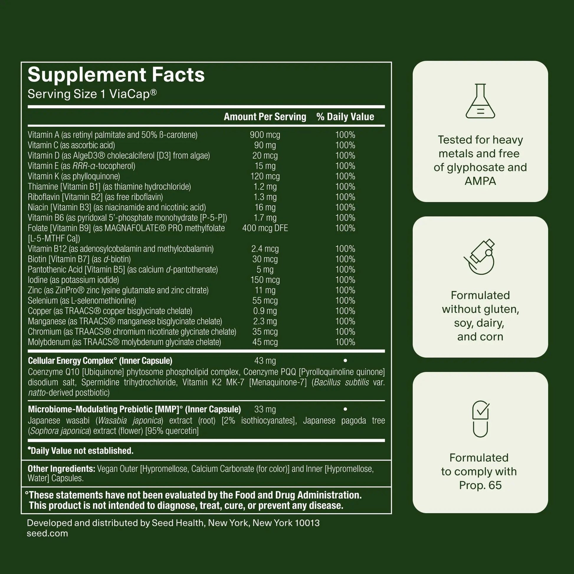 Seed DM-02 Daily Multivitamin - 100% DV Essential Vitamins and Minerals for Women & Men - Helps Fill Daily Nutrient Gaps Seed Au supplements