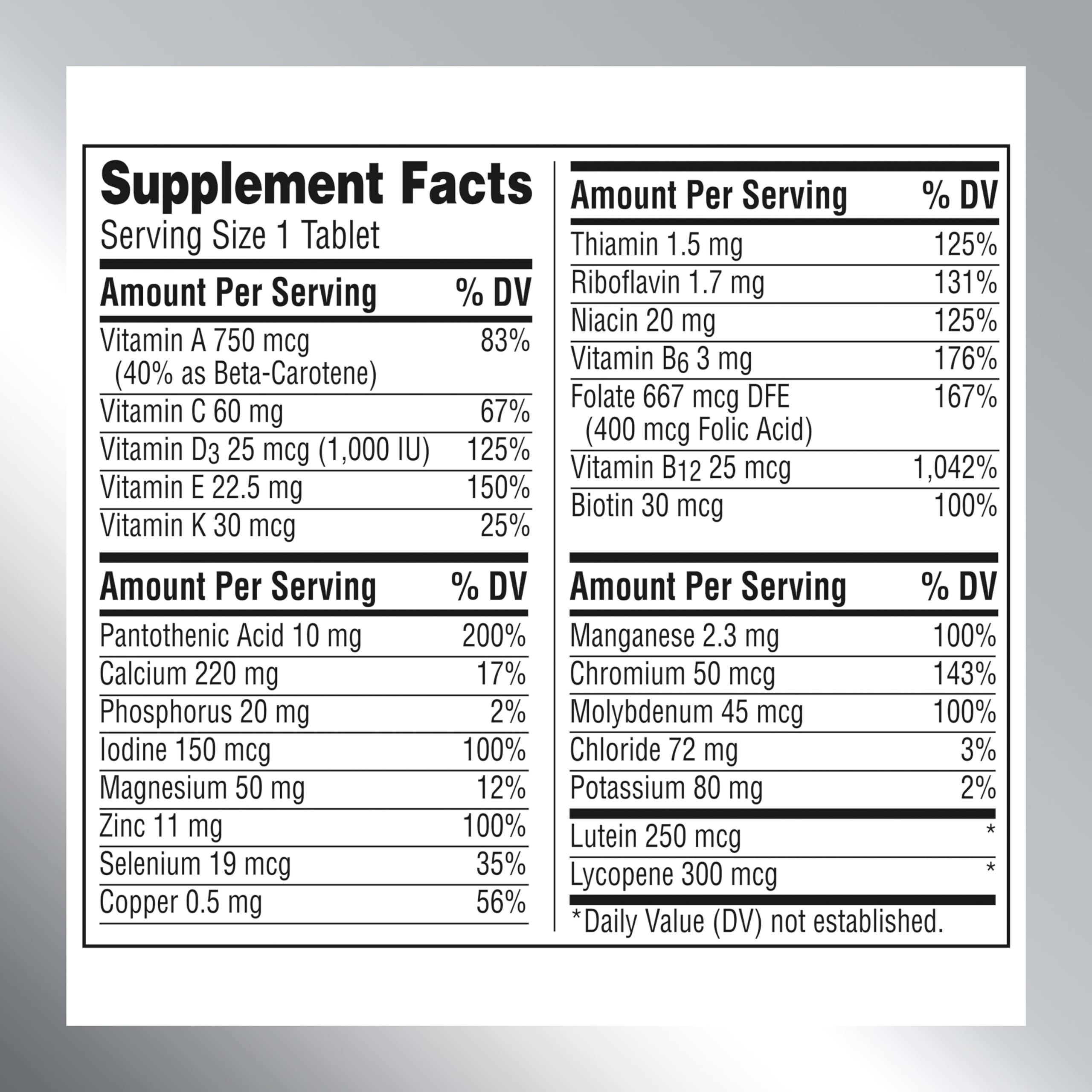 Centrum Silver Multivitamin for Adults 50 Plus, Multivitamin/Multimineral Supplement, Vitamin D3, B Vitamins, Gluten Free, Non-GMO Ingredients, Supports Memory and Cognition Centrum Au supplements