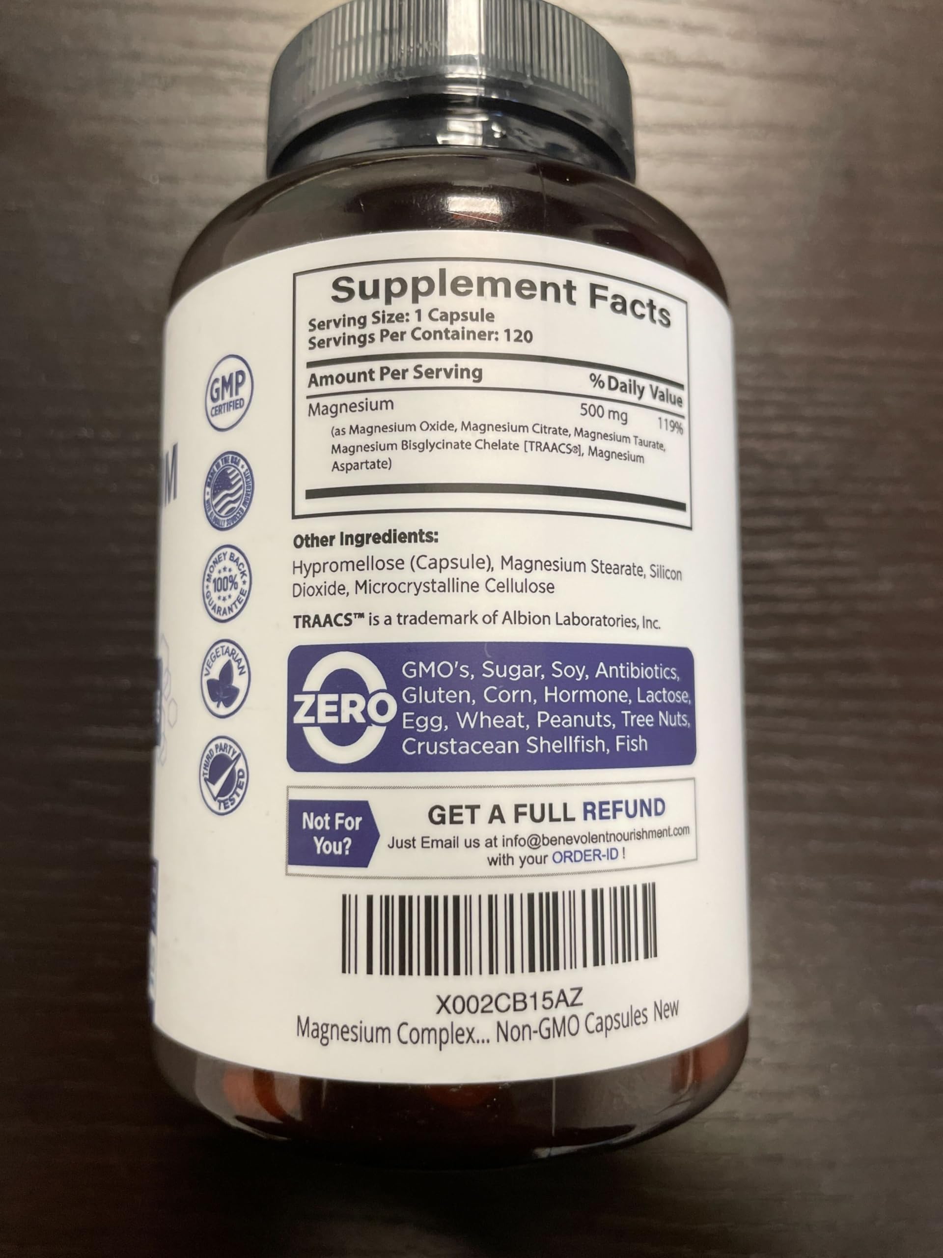 Premium Magnesium Capsules 500mg, High Absorption Formula Chelated Buffered Citrate to Support Digestion, Bone, Sleep & Muscle Health