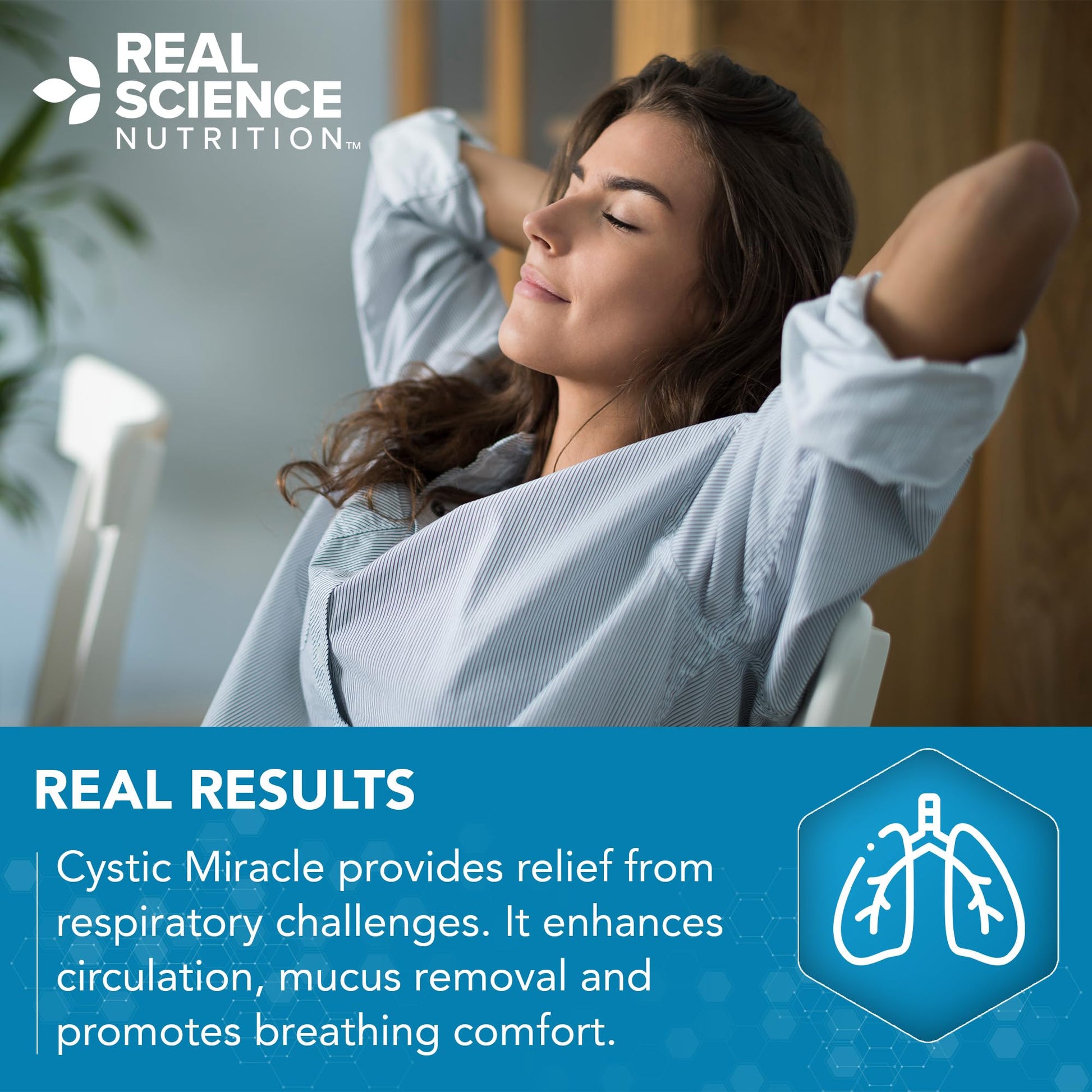 Real Science Cystic Miracle - Lung Support Supplement for Breathing Support and Mucus Clearance – with Vinitrox & GABA to Help Clear Lungs and Aid Respiratory Health, Made in USA, 60 Caps Real Science Nutrition Au supplements