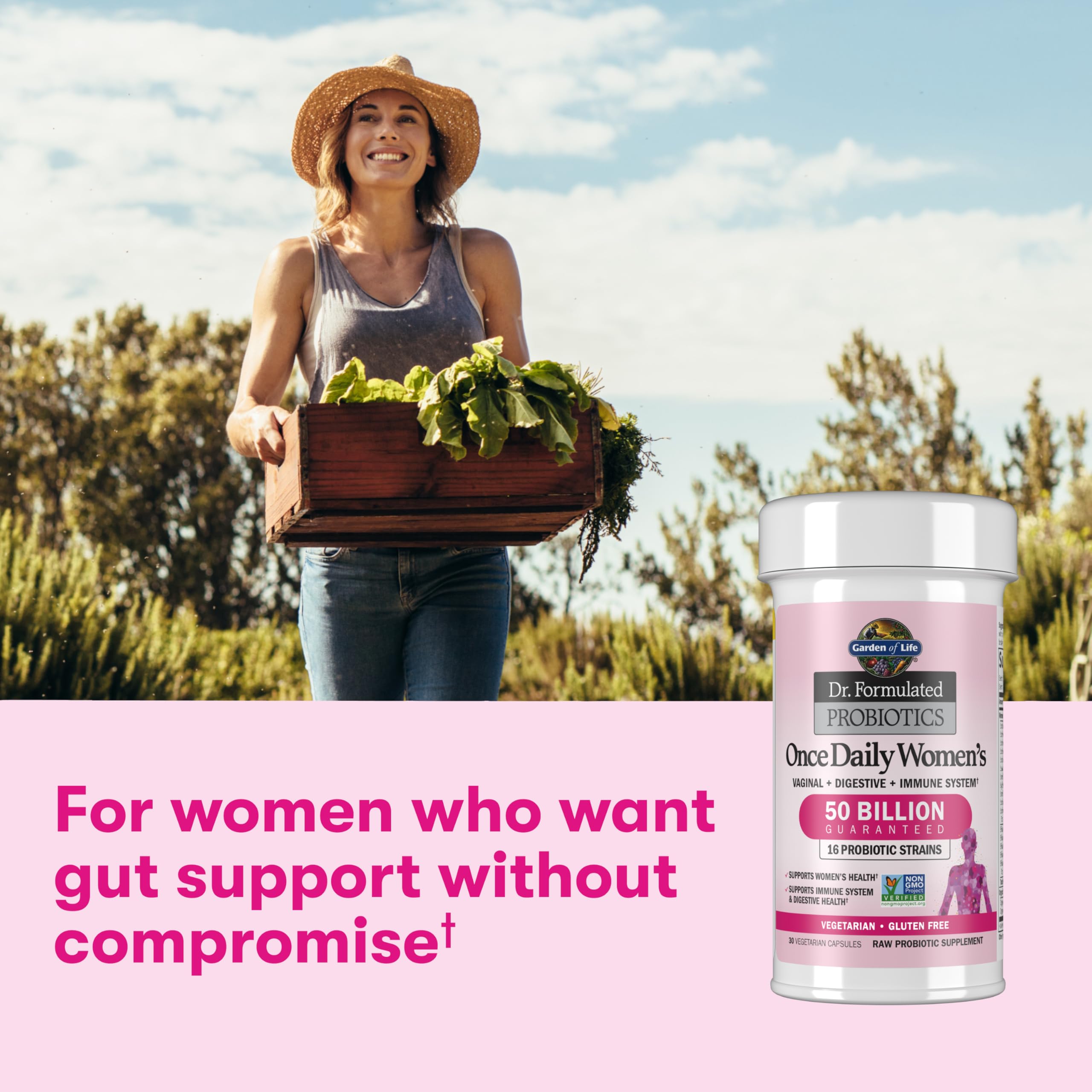 Garden of Life Once Daily Dr. Formulated Probiotics for Women 50 Billion CFU 16 Probiotic Strains with Organic Prebiotics for Digestive, Vaginal & Immune Health, Dairy Free, Shelf Stable 30 Capsules Garden of Life Au supplements