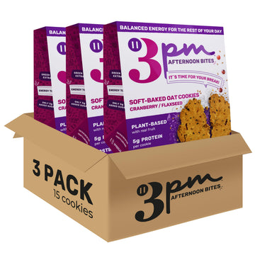 3PM Afternoon Bites Cranberry Flaxseed Cookies with Postbiotics, 5g of Protein, 15 Cookies 3PM AFTERNOON BITES Au supplements