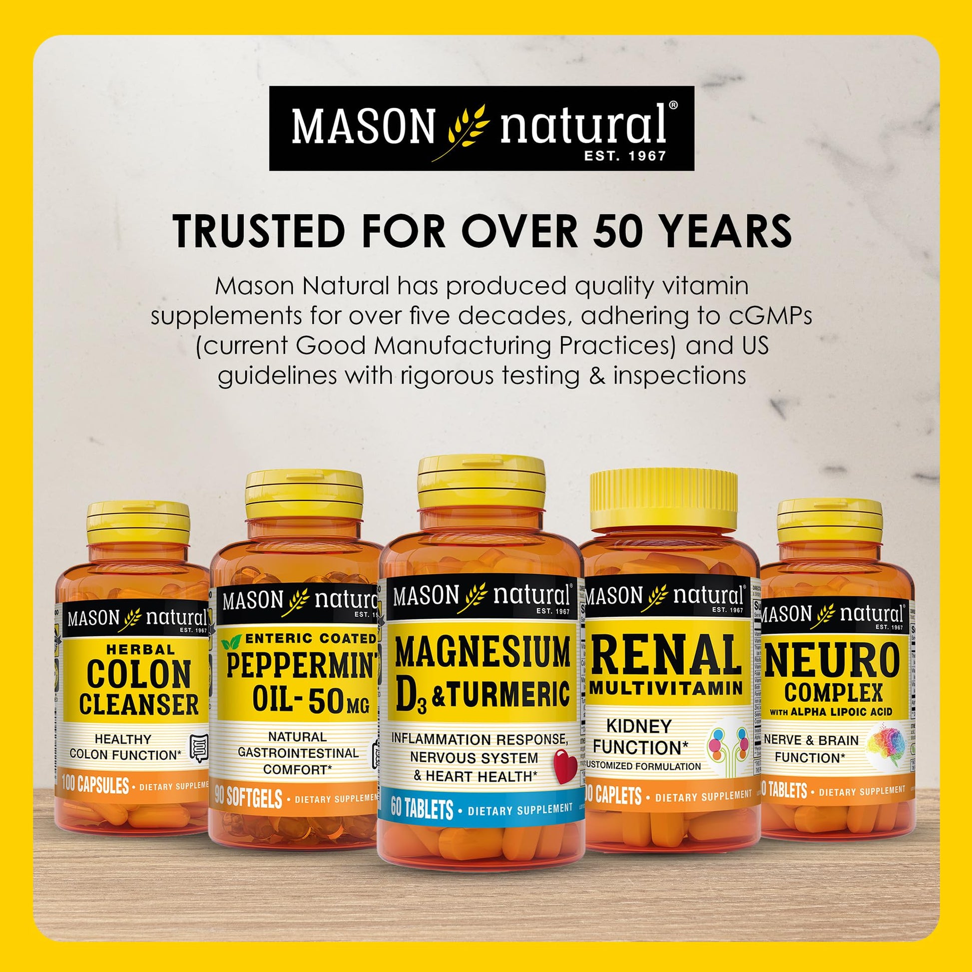 MASON NATURAL Mini Multi Vitamins with Iron, Vitamins A, C, D, E, B1, B2, B3, B6, B12, Folate and Calcium for Overall Health MASON NATURAL Au supplements