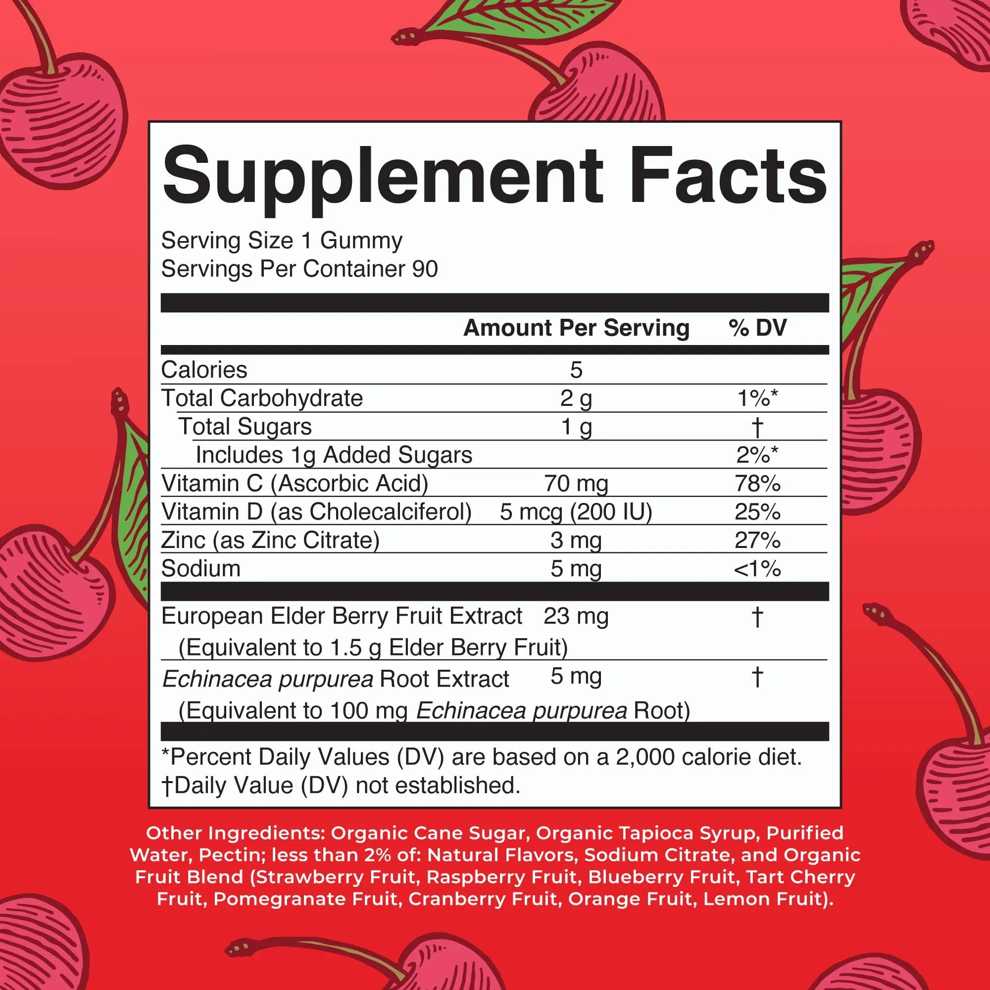 Mary Ruth's 5-1 Immunity Gummies with Elderberry for Kids & Adults | Cherry | Pectin Based | Vegan | 90 Count MARYRUTH'S Au supplements