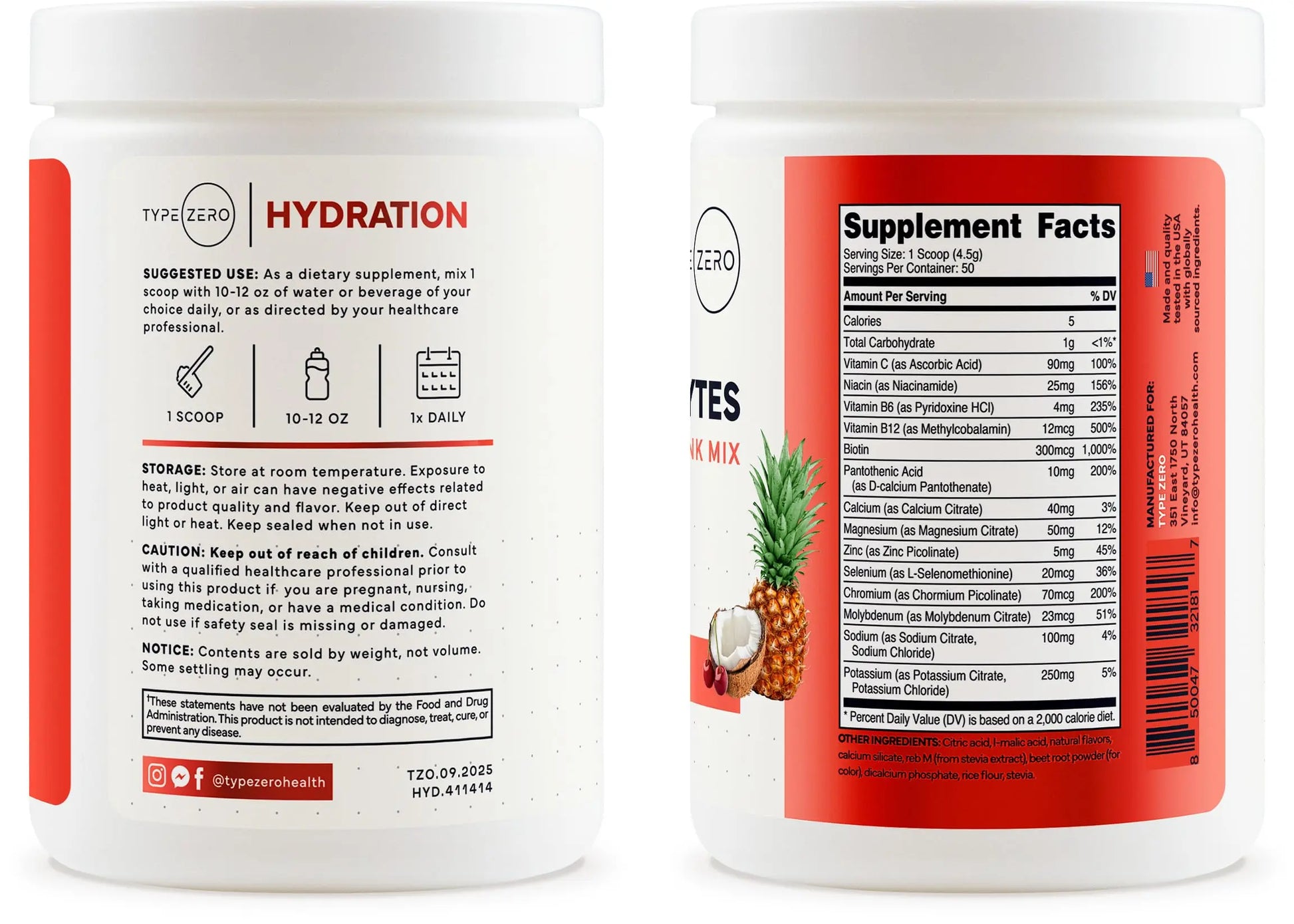 Type Zero Clean Electrolytes Hydration Powder Drink Mix + 14 Essential Vitamins & Minerals - Sugar Free, Zero Artificial Ingredients - Fruit Punch, 50 Servings Type Zero Au supplements