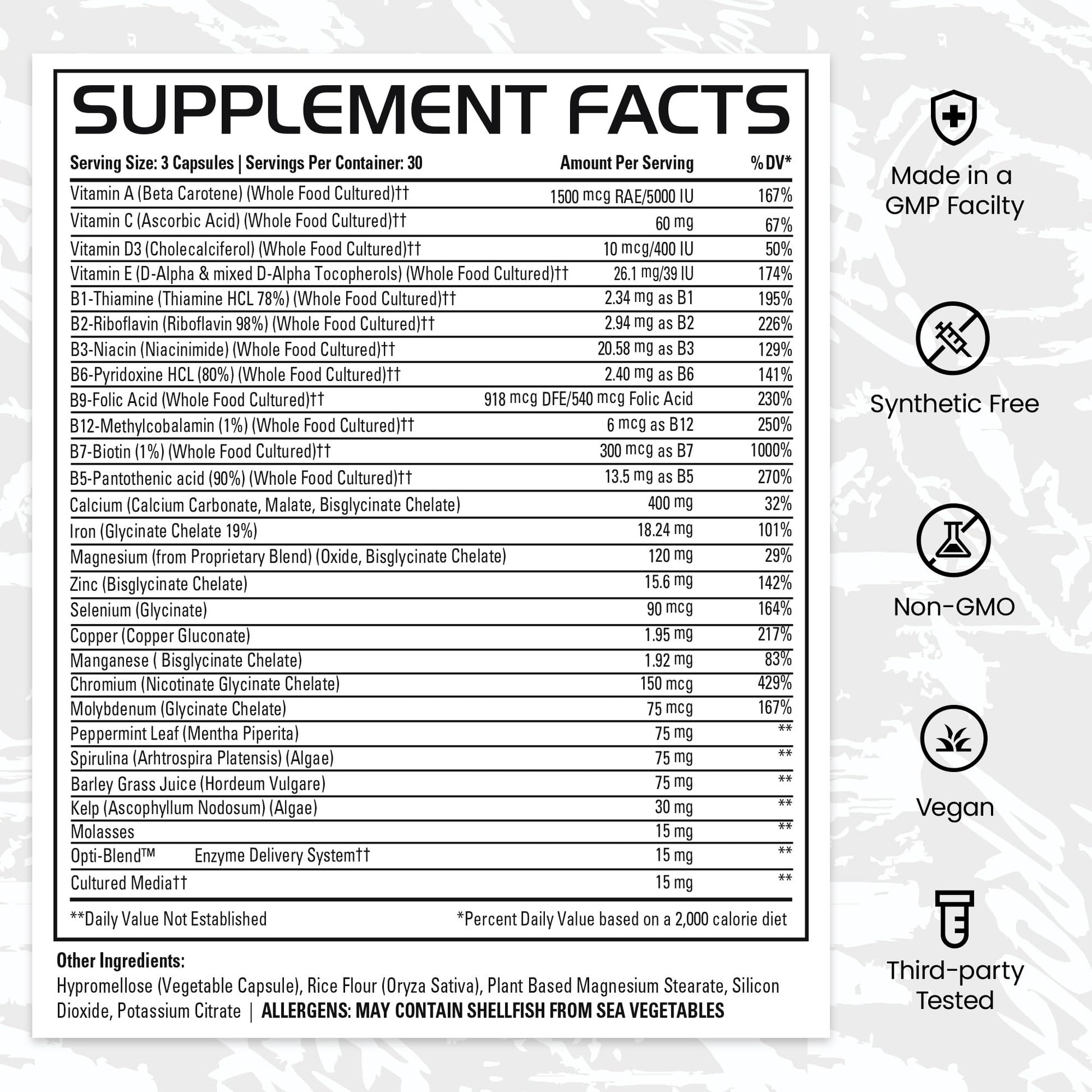 Gains in Bulk Square 1 Multivitamin and Mineral Supplement for Women and Men, Vitamins, Digestive Enzymes and Organic Minerals for Muscle Health, Performance and Immune Support, 90 Capsules GAINS IN BULK GAINSINBULK.COM Au supplements