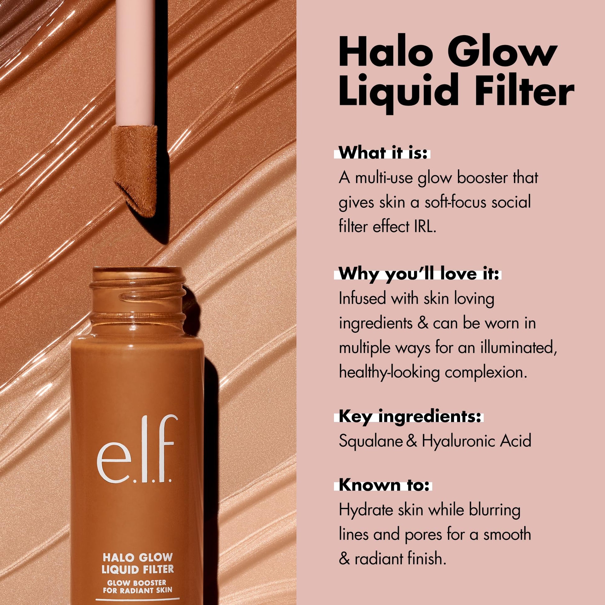 e.l.f. Halo Glow Liquid Filter, Complexion Booster For A Glowing, Soft-Focus Look, Infused With Hyaluronic Acid, Vegan & Cruelty-Free, 3 Light/Medium e.l.f. Au supplements