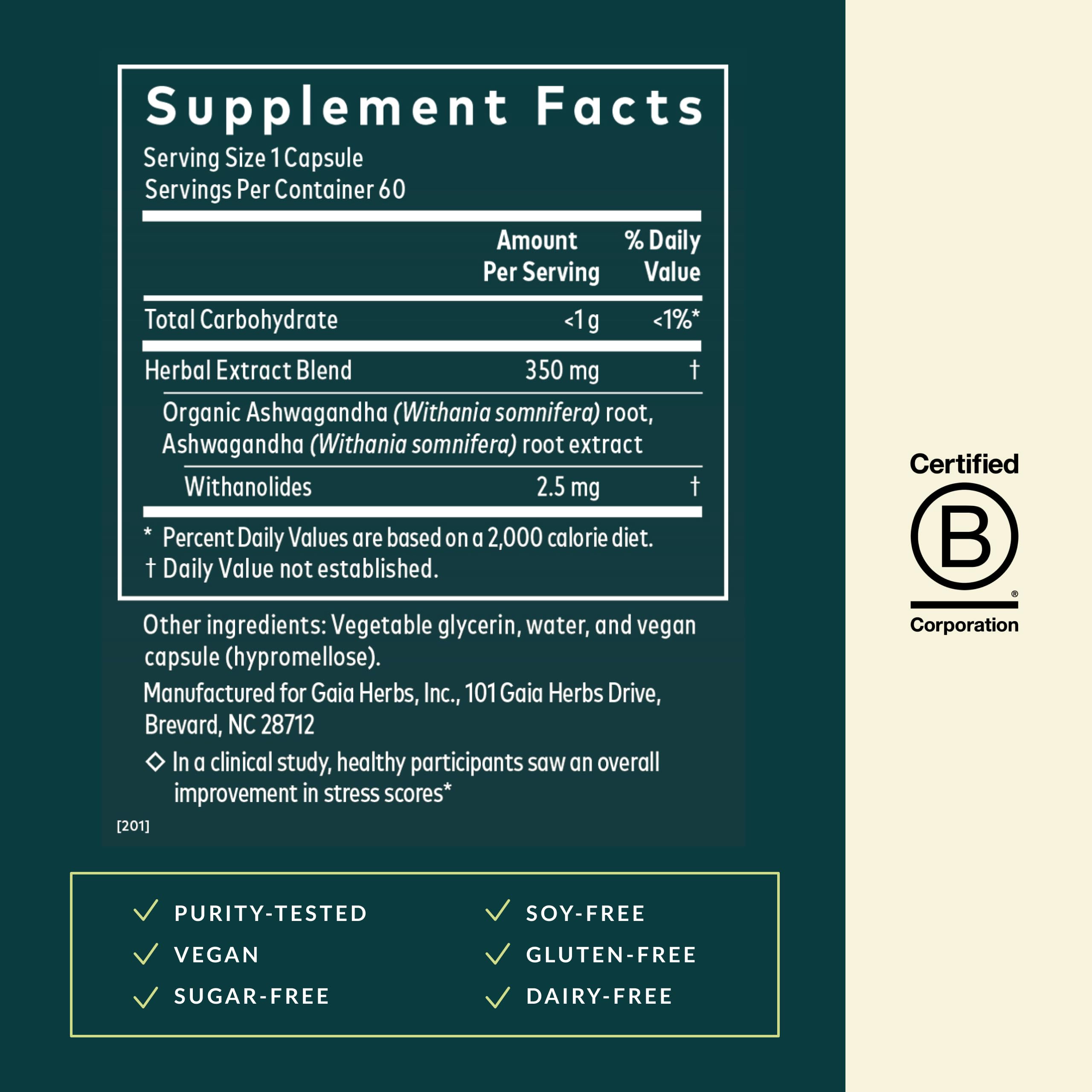 Gaia Herbs Ashwagandha Root - Stress Relief & Sleep Support Supplement - Supports Balanced Energy Levels & Positive Outlook* - 60 Vegan Liquid Phyto-Caps (30 Servings) Gaia Herbs Au supplements