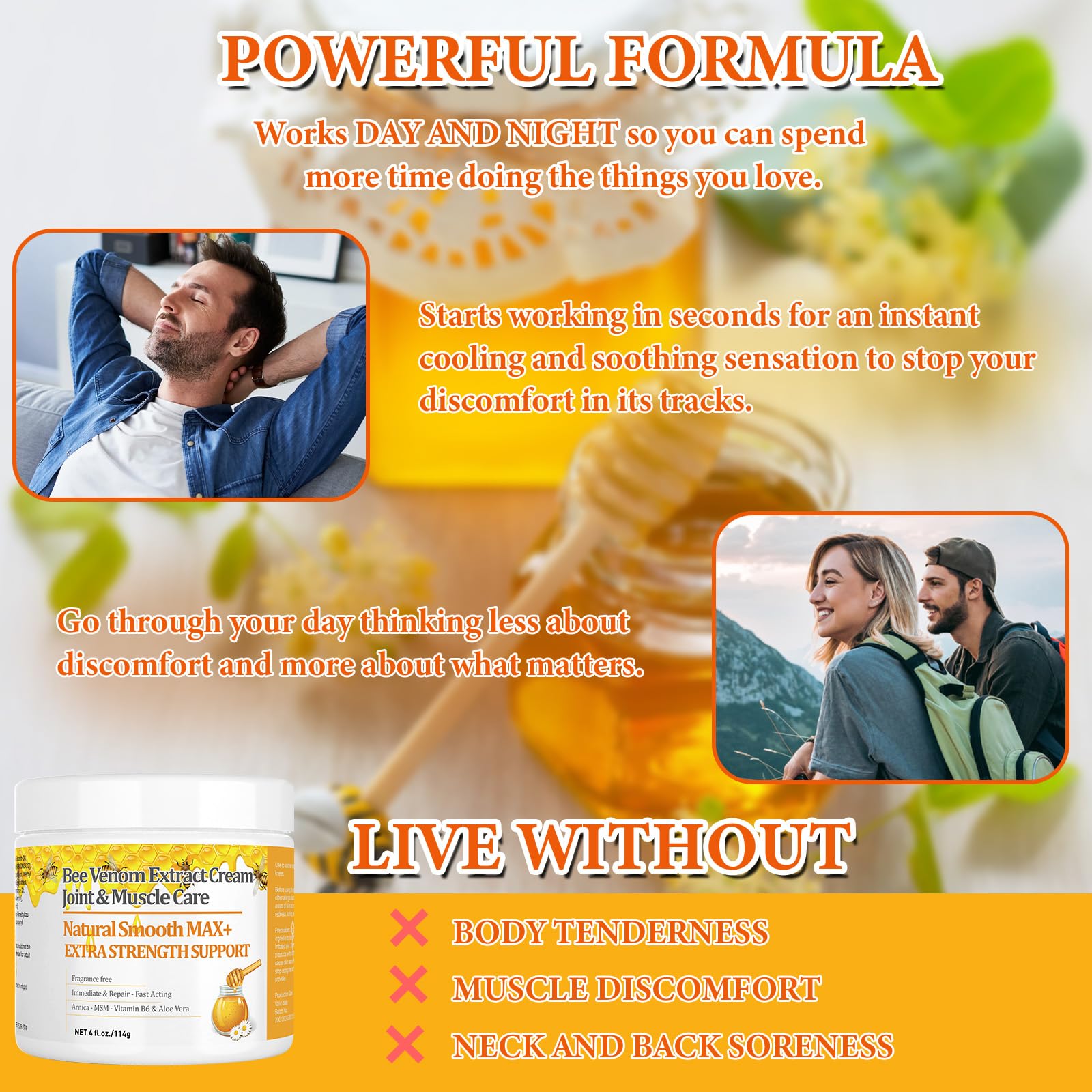 YOKOBBYES Pure Bee Venom Joint, Muscle & Bone Cream, Instant Relief, Back, Neck, Hand, Feet, Knee, Muscle, Shoulder, Ankle, Foot Discomfort, for Adults and The Elderly, YOKOBBYES Au supplements