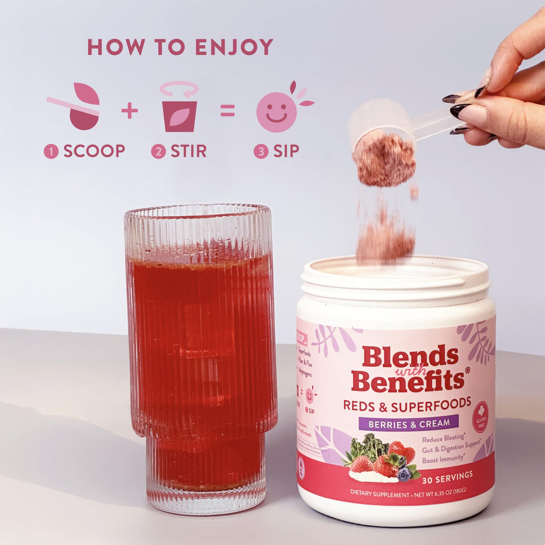 360 Nutrition Blends with Benefits Reds & Superfoods for Natural Antioxidants and Polyphenols, with Fruits & Veggies, Probiotics Digestion, Daily Energy - Berries & Cream - 30 Servings 360 Nutrition Au supplements