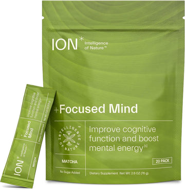 ION* Intelligence of Nature Focused Mind Nootropic Powder Drink Mix - Brain Boost Nootropic Drink with Matcha for Memory, Focus & Relaxation, Brain Supplement for Men & Women, Adults - 20 Packets ION* Intelligence of Nature Au supplements