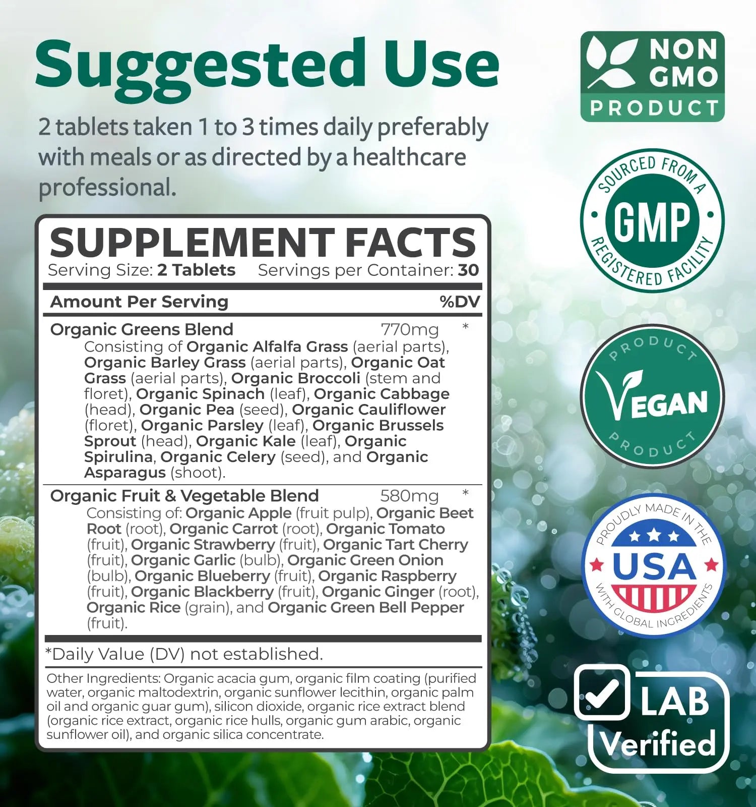 Super Greens & Vitamin C (1-Month Supply) Greens & C Synergy Bundle of Organic Super Greens Powder - Complete Superfood (60 Capsules) & & Vitamin C Immune Support (60 Vegetarian Caps)(Non-GMO) Healths Harmony Au supplements