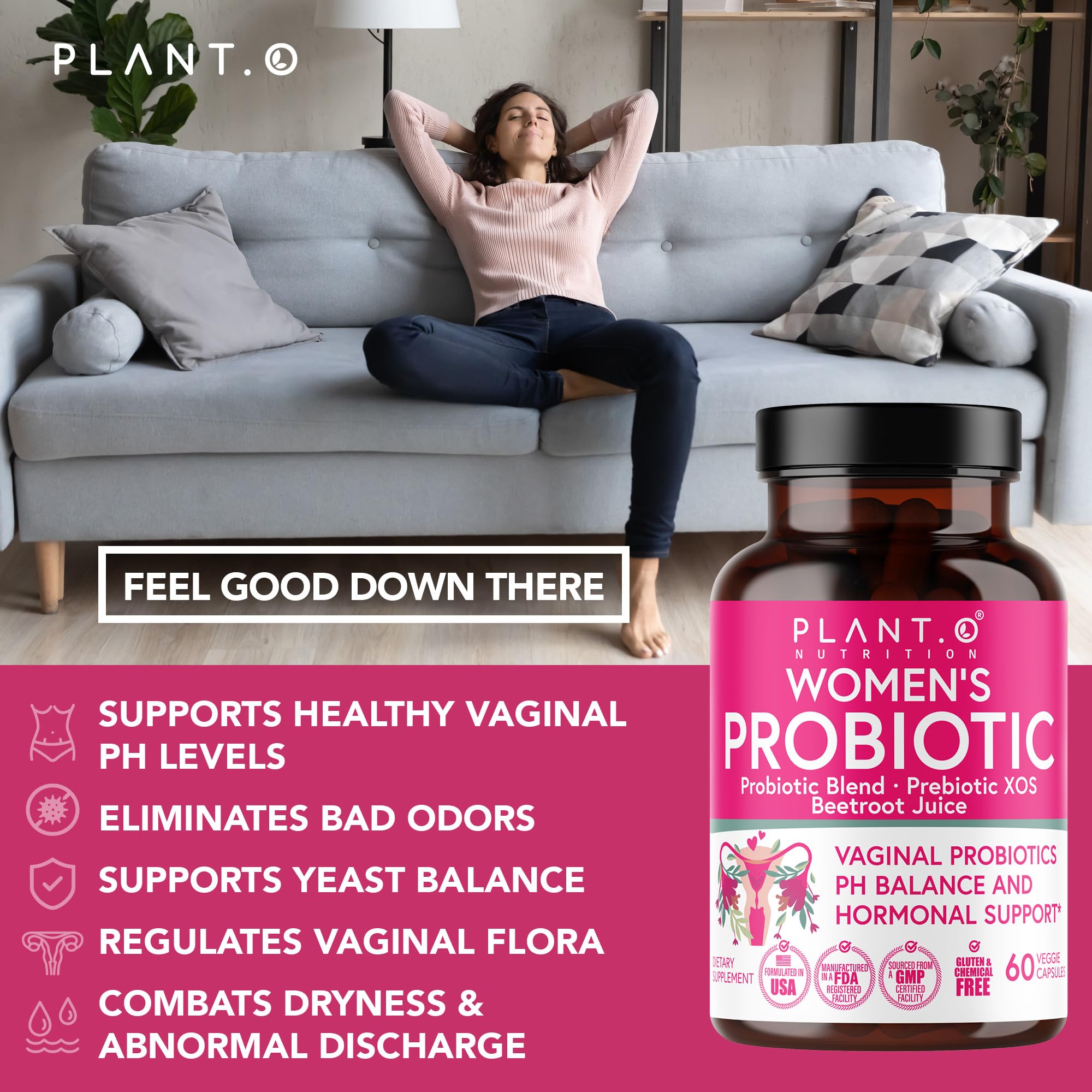 PLANT.O NUTRITION Vaginal Probiotics for Women with 4 Lactobacillus Strains Probiotic & Prebiotic Blend PLANT.O NUTRITION Au supplements