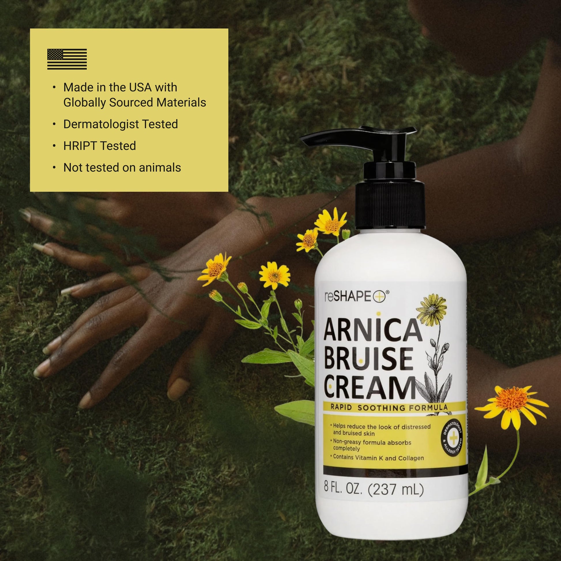Reshape+ Arnica Bruise Relief Topical Cream For Bruising, Swelling, & Discoloration On Skin, Natural Skin Care Homeopathic Arnica Lotion W/Vitamin K, Horse Chestnut, & Collagen, 8 Fl Oz (2-Pack) Reshape+ Au supplements