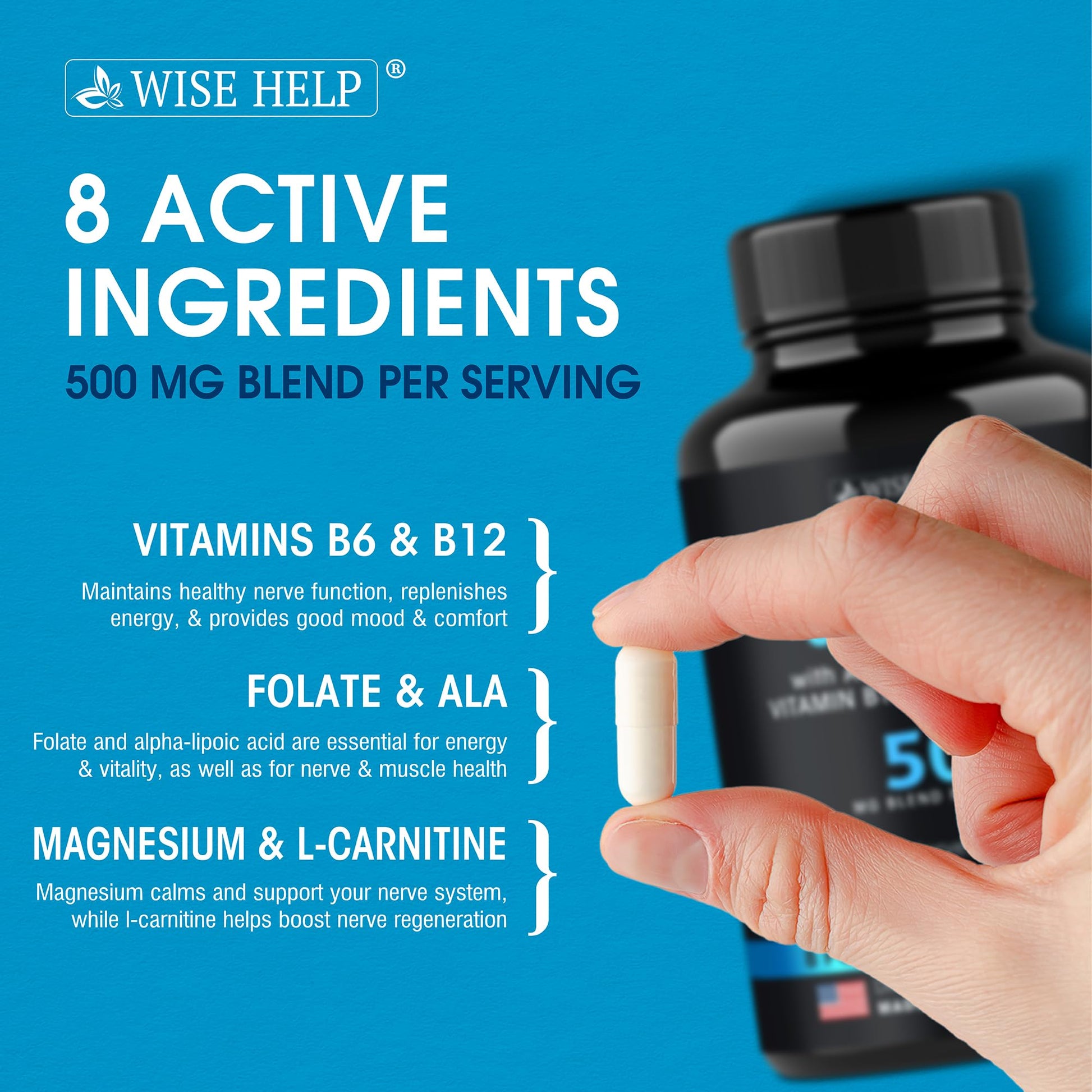 Neuropathy Support Natural Nerve Discomfort Relief - Made in USA - Nerve Antioxidant for Trigeminal Neuralgia, Diabetic & Peripheral Neuropathy - Hands, Neck, Feet & Toes Treatment Formula - Pack of 2 WISEHELP Au supplements