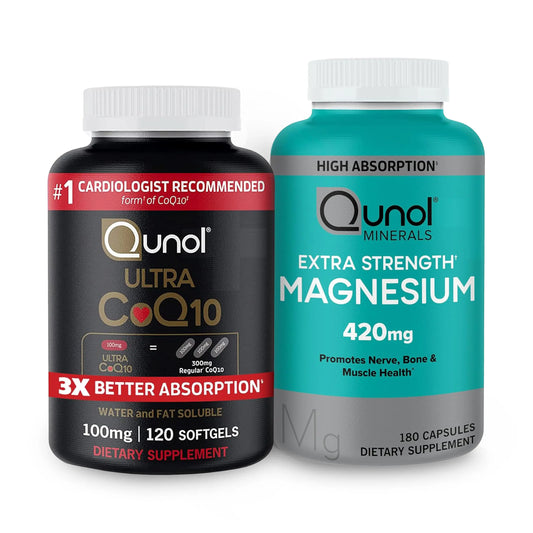 Qunol CoQ10 100mg Softgels, 3X Better Absorption 4 Month Supply + 120 Count Magnesium QunolAU supplements