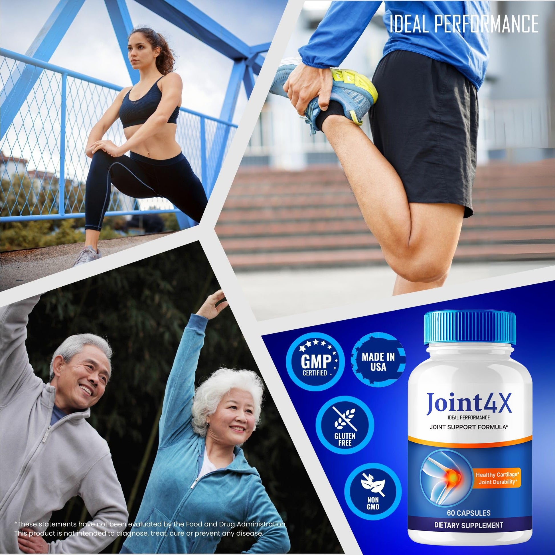 IDEAL PERFORMANCE Joint4X Joint Support Capsules, Official Joint-4X Supplement Pills, All-Natural Formula to Fortify Bones and Bolster Flexibility - Maximum Strength, Joint 4X Pills Reviews (2 Pack) IDEAL PERFORMANCE Au supplements