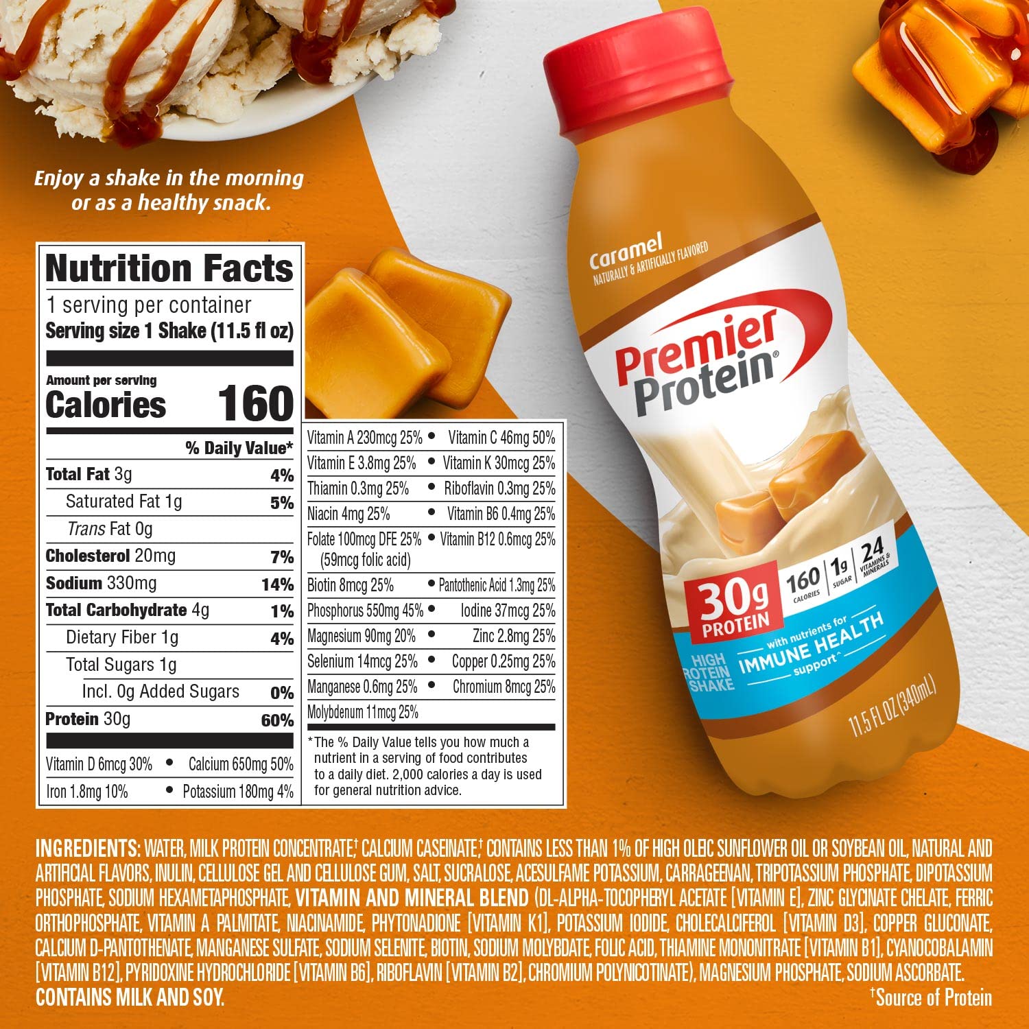 Premier Liquid Protein Shake, Caramel, 30g Protein, 1g Sugar, 24 Vitamins & Minerals Premier Protein Au supplements