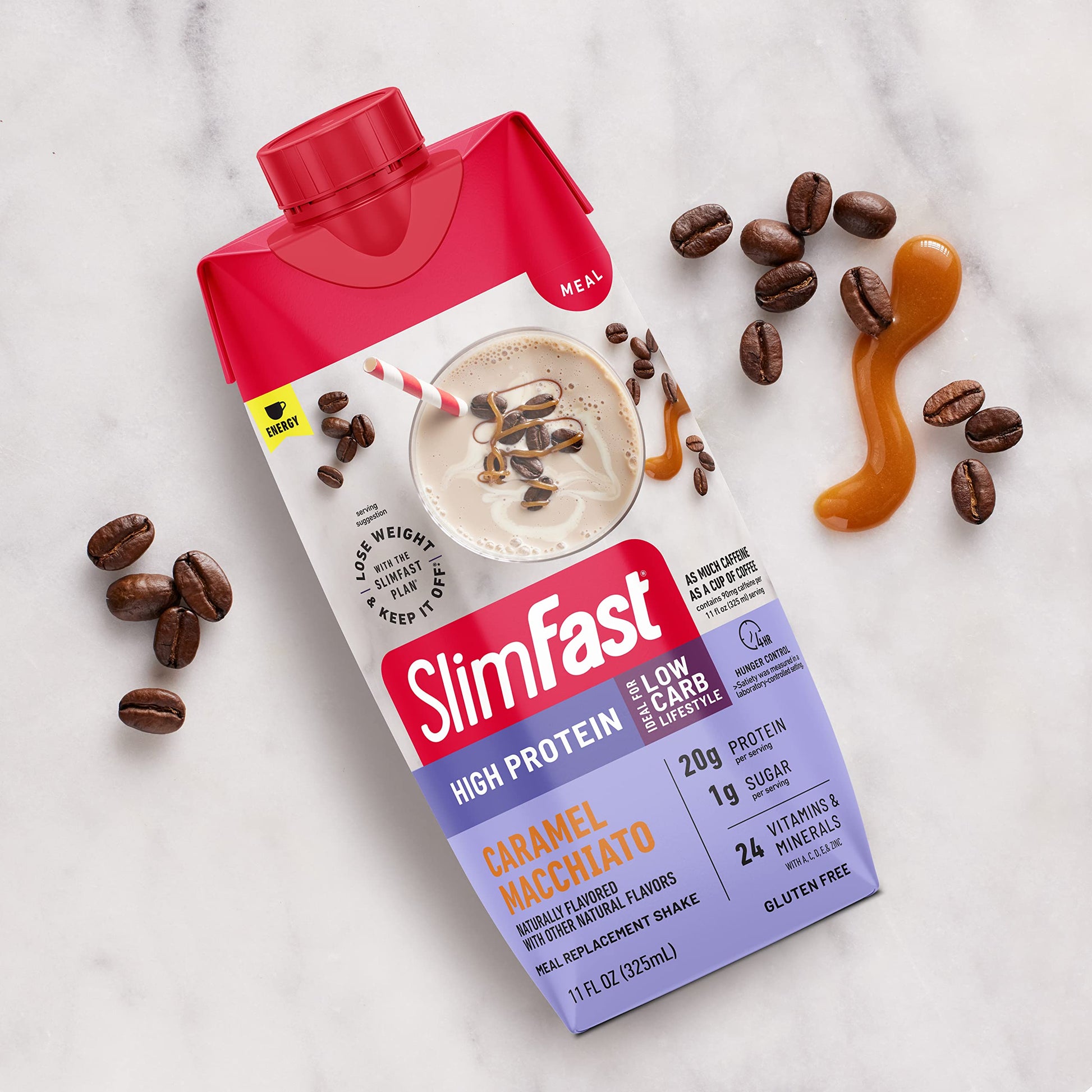 SlimFast Protein Shake with Caffeine, Caramel Macchiato- 20g Protein SlimFast Au supplements