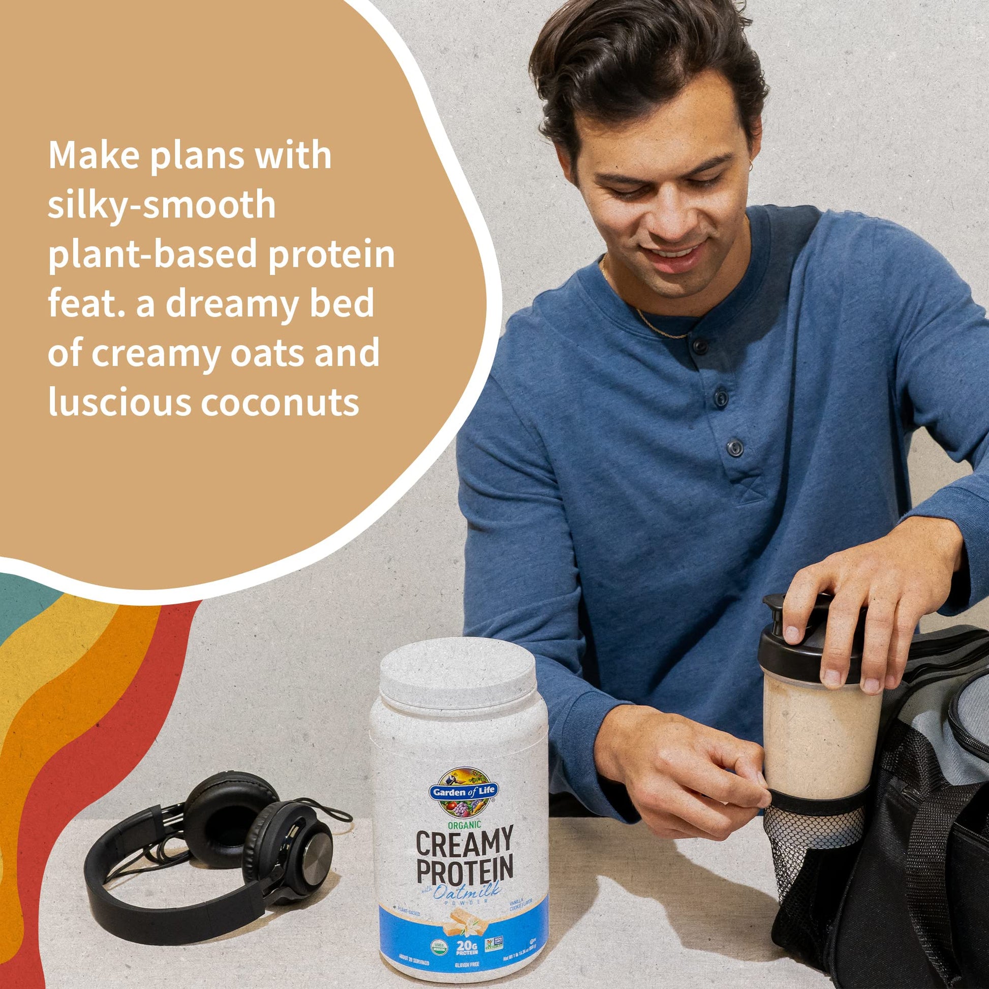 Garden of Life Creamy Vanilla Cookie Protein Powder + Oatmilk 20g Organic Vegan Plant Garden of Life Au supplements