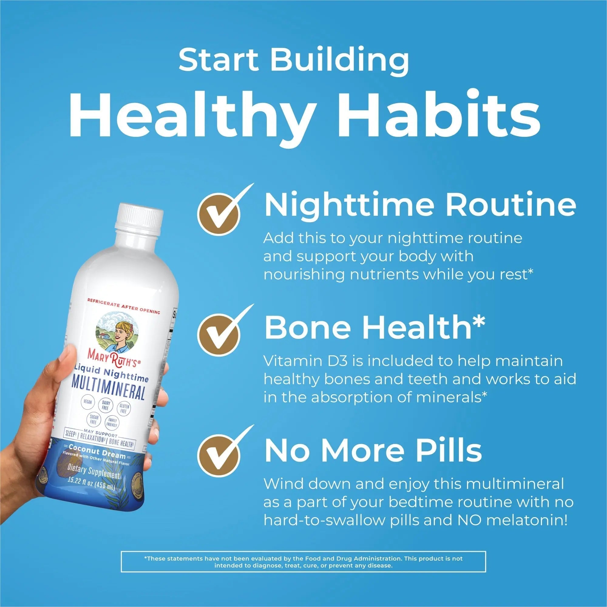 MaryRuth's Morning Multivitamin +Hair Growth (Peach Mango, 15oz), Nighttime Multimineral (Coconut, 15oz) & Probiotic Drops (2oz) | MARYRUTH'S Au supplements