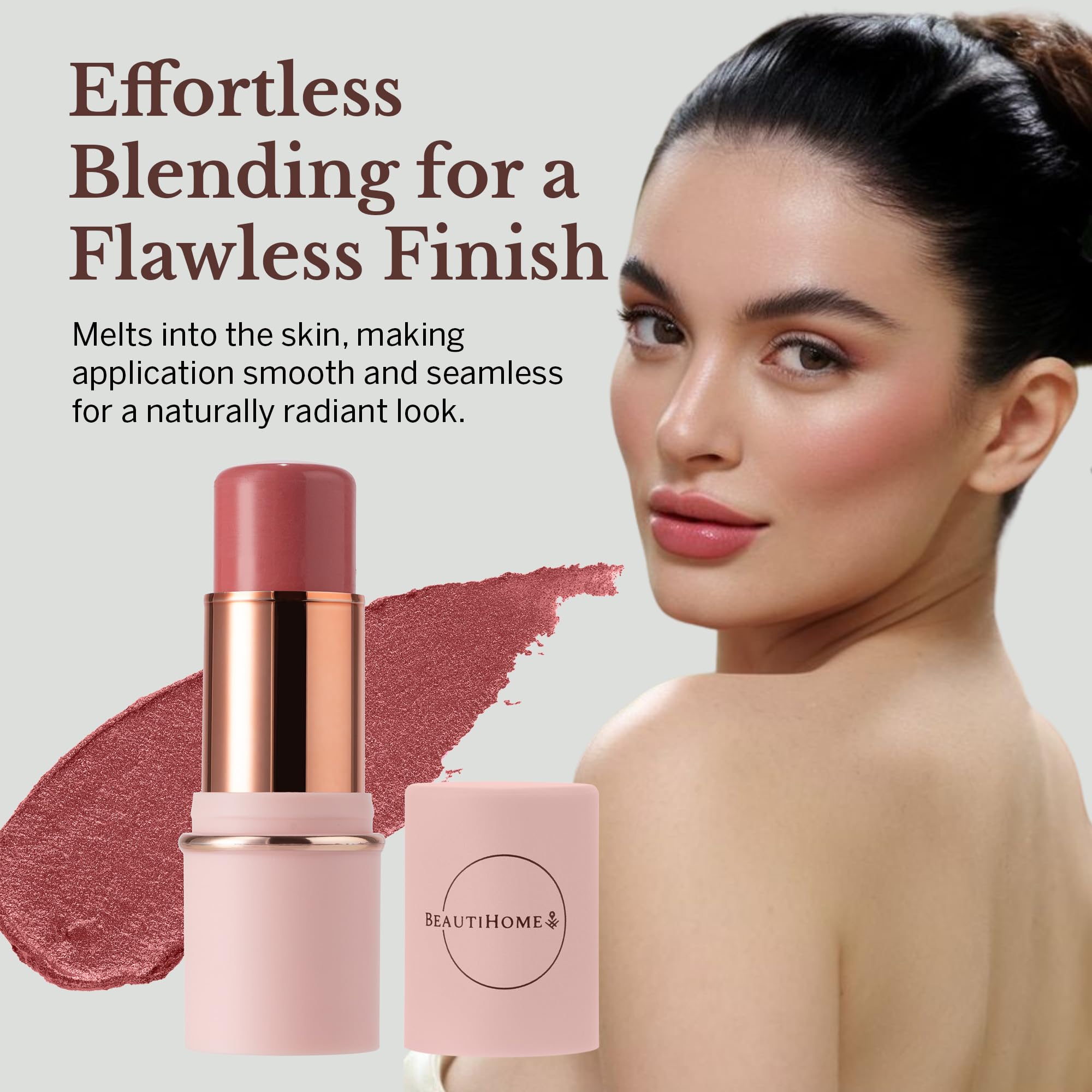 BeautiHome Blush Stick for Cheeks & Lips Multistick Cream Blush- Easy to Apply & Blend- Infused with Nourishing Ingredients for your Skin Compact Travel Size Makeup (Misty Rose, Small) BeautiHome Au supplements