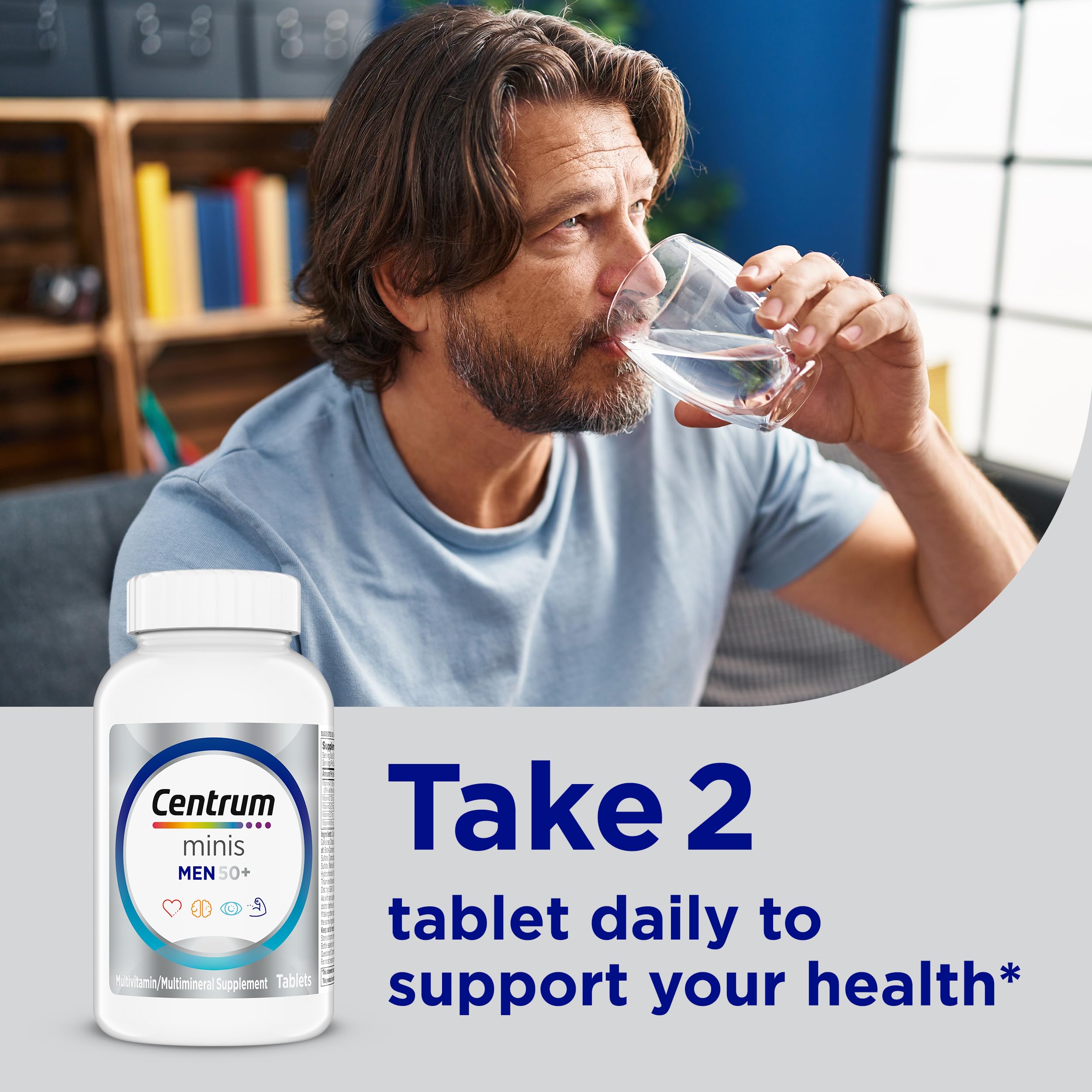 Centrum Minis Silver Multivitamin for Men 50 Plus, Multivitamin/Multimineral Supplement, Vitamin D3, B-Vitamins and Zinc, Non-GMO Ingredients Centrum Au supplements