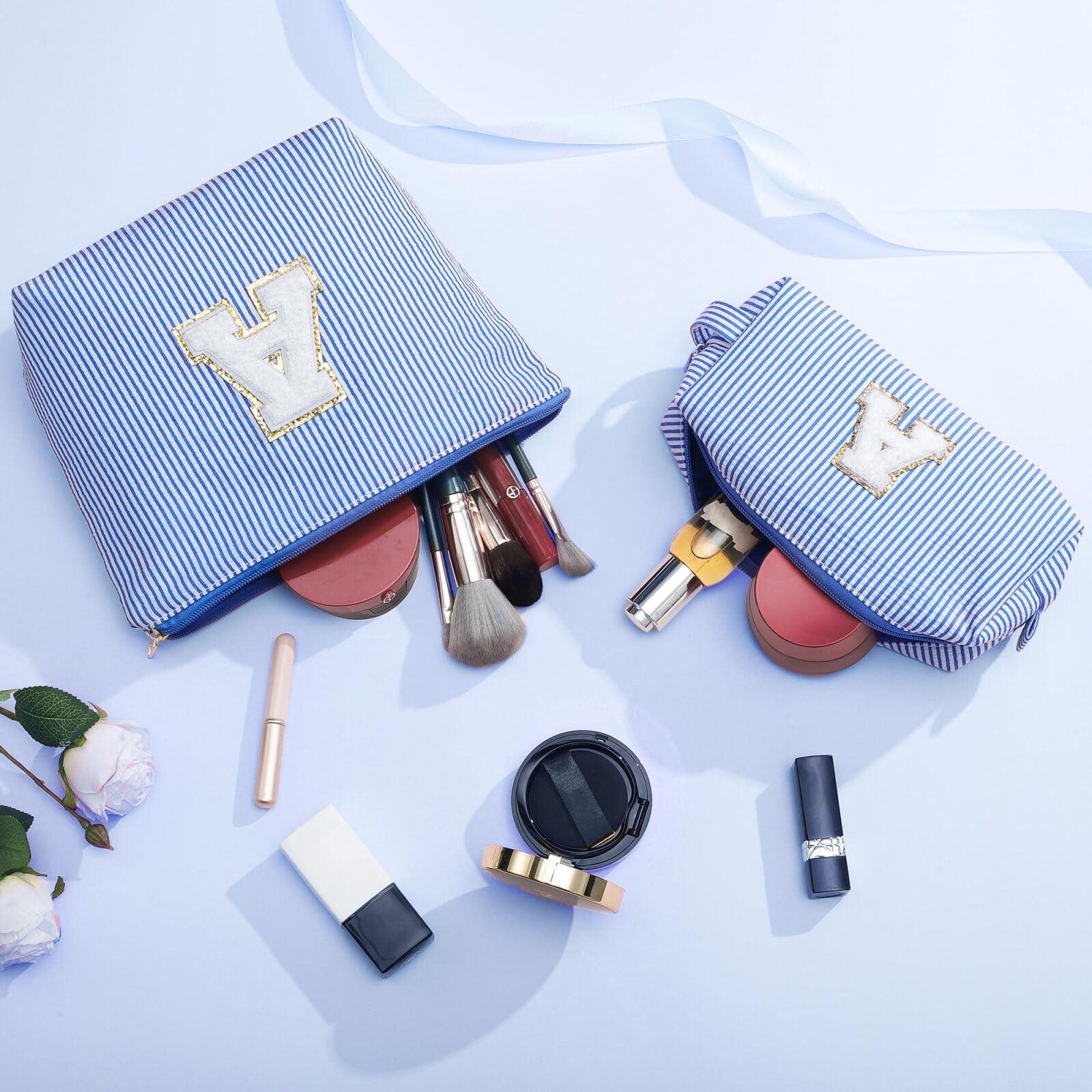 YOOLIFE Birthday Gifts for Teen Girls Kids Initial Makeup Bag | Teen Girl Gift Trendy Stuff | Travel Makeup Bag Toiletry Bags | Gifts for 3 4 5 6 7 8 9 10 11 12 13 Year Old Girl Blue K YOOLIFE Au supplements