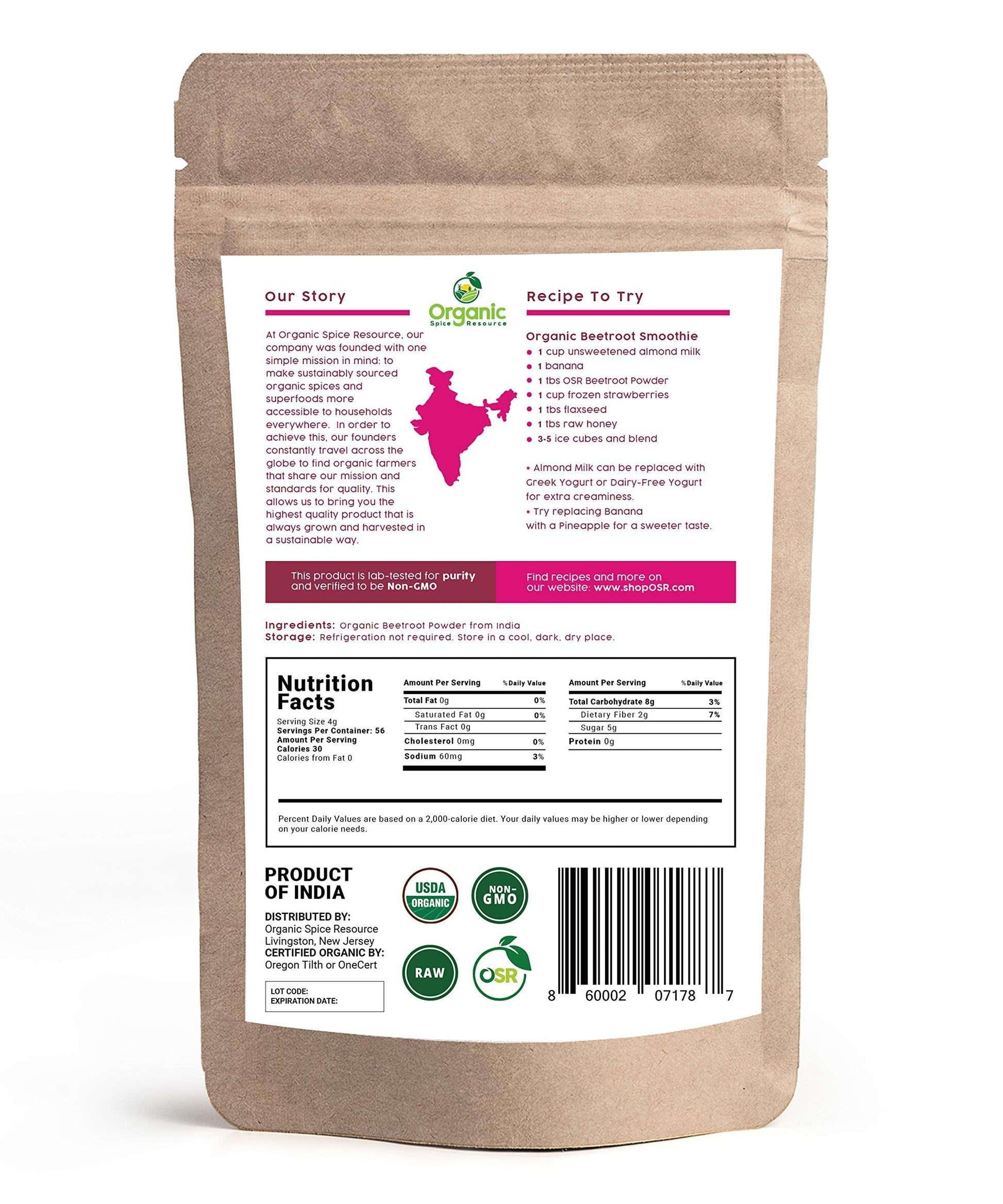 Organic Beet Root Powder | 8 oz or 226g | USDA Organic Approved, Raw and Non GMO Organic Spice Resource Au supplements