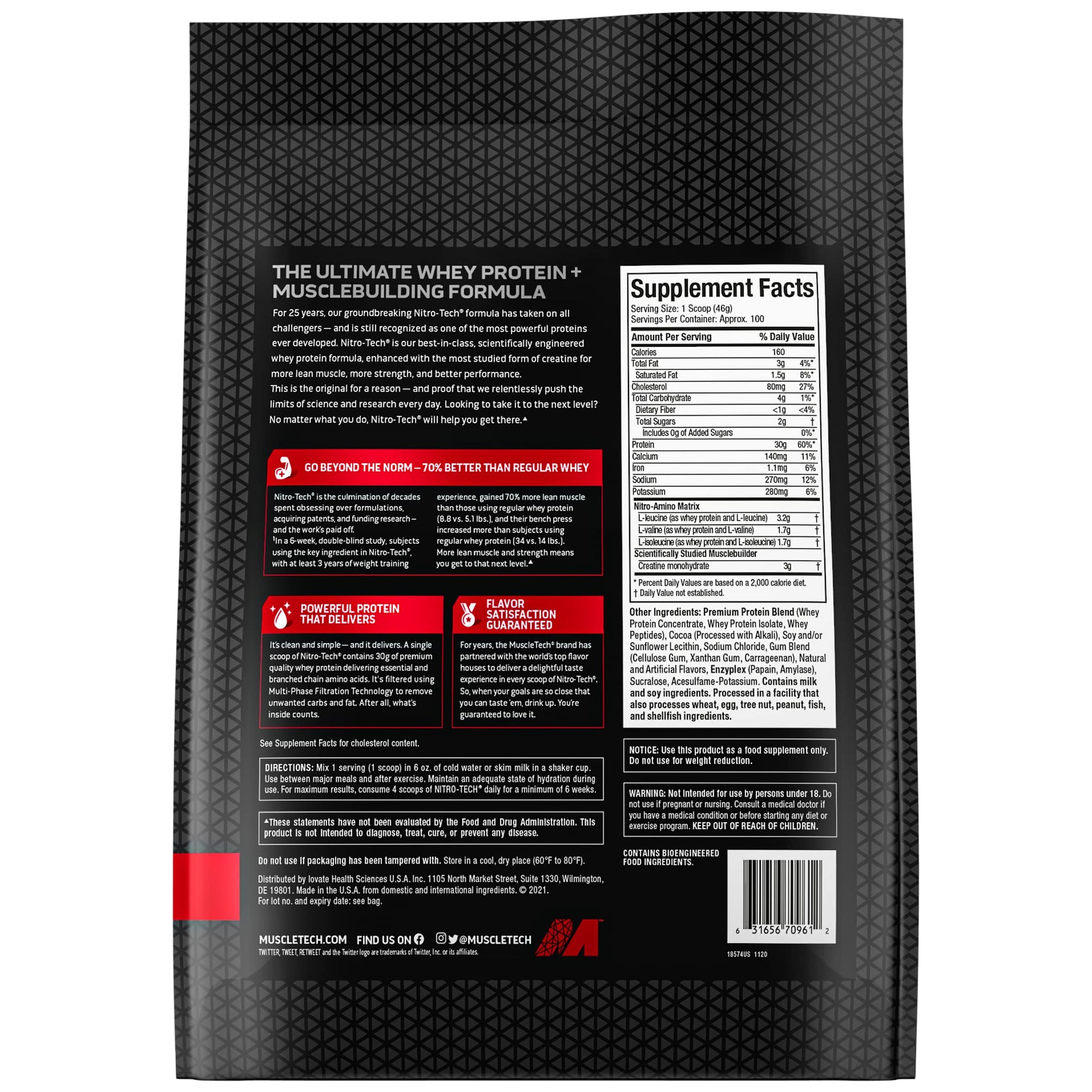 Muscletech Whey Protein Powder (Milk Chocolate, 10 Pound) - Nitro-Tech Muscle Building MuscleTech Au supplements