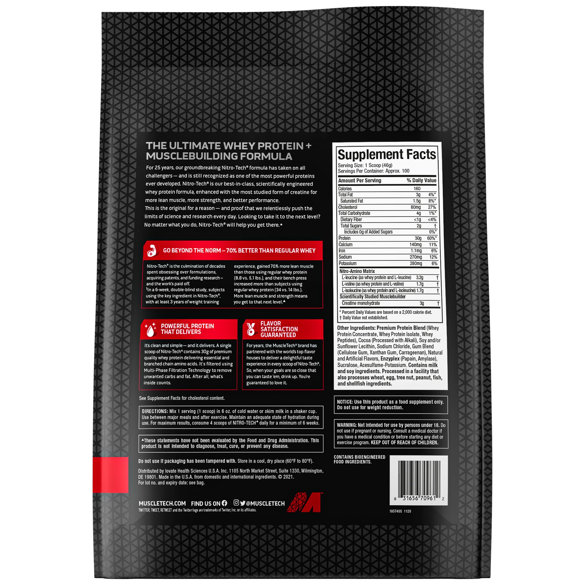 Muscletech Whey Protein Powder (Milk Chocolate, 10 Pound) - Nitro-Tech Muscle Building MuscleTech Au supplements