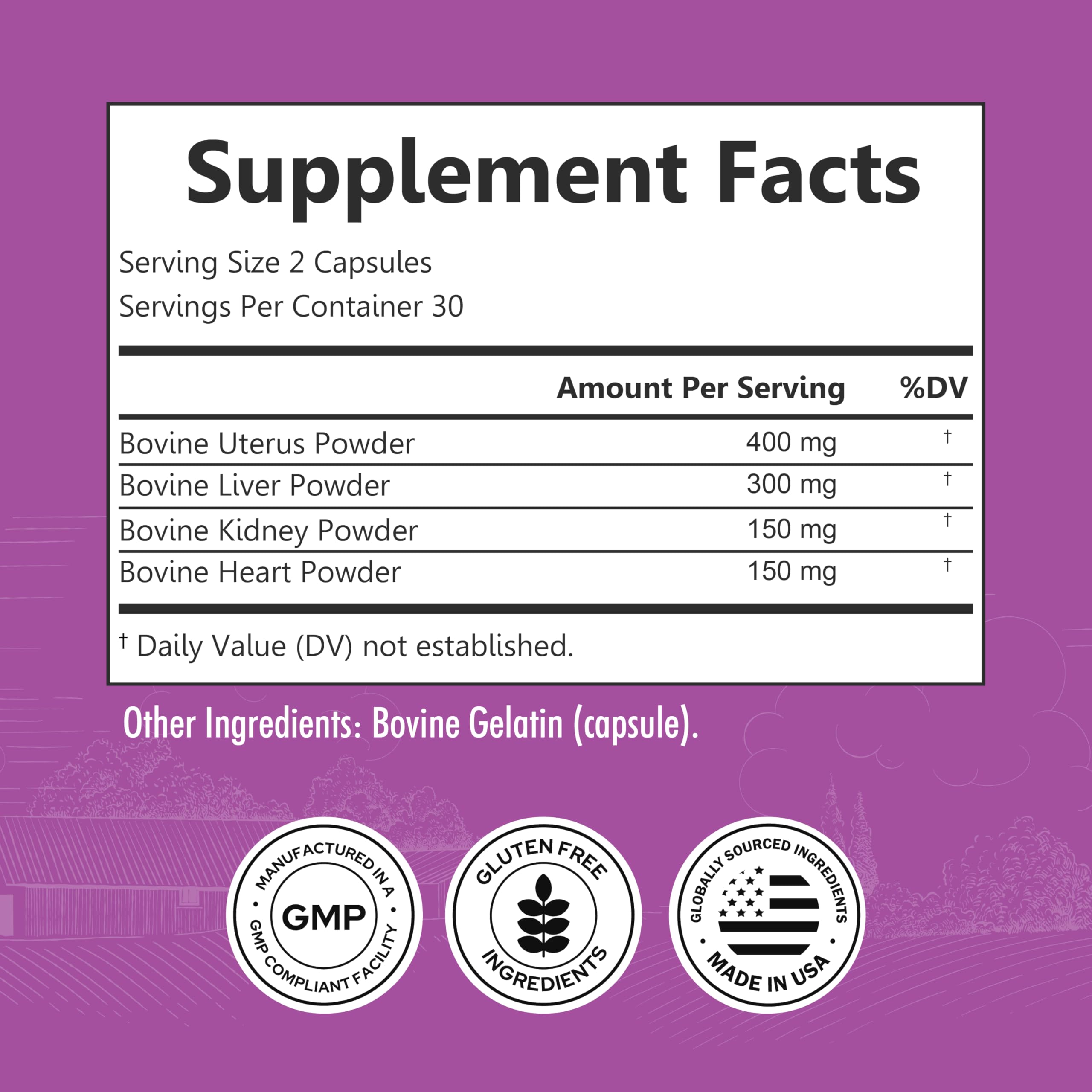 BioSchwartz Primal Beef Organ Supplement for Women - 60 Capsules - Grass-Fed & Pasture-Raised - Supports Healthy Hair Skin and Nails, Hormone Balance - with Bovine Liver, Kidney, Heart, Uterus Powder BioSchwartz Au supplements
