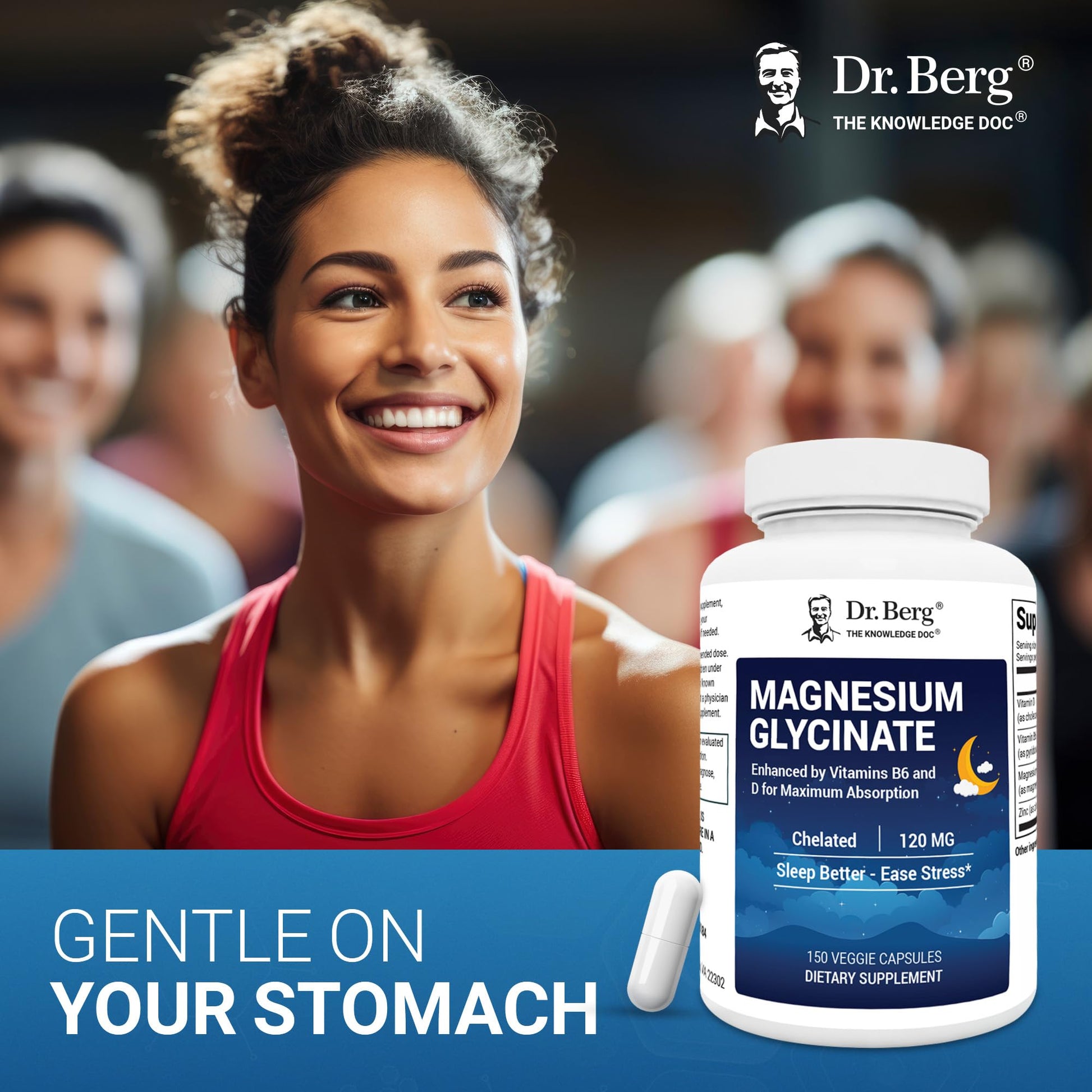 Dr. Berg Magnesium Glycinate 150ct – 4-in-1 Chelated for Muscle, Nerve, Sleep & Stress Support*– w/ D3, B6 & Zinc – 4X Lab-Tested – No Fillers – Formulated in USA, GMP-Certified Dr. Berg Nutritionals Au supplements