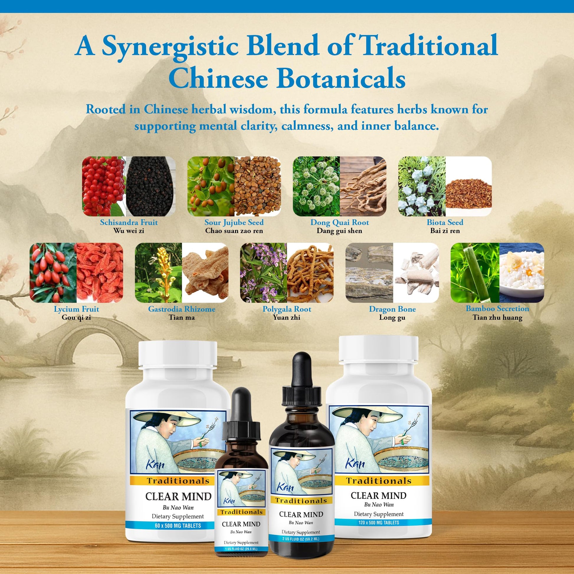 Kan Herbs Company Clear Mind Formula – Traditional Chinese Herbal Blend for Cognitive Clarity and Spirit Support, Nourishes Heart Yin and Blood, Calms Shen, Herbal Supplement, 60 Tablets Kan Herbs Au supplements