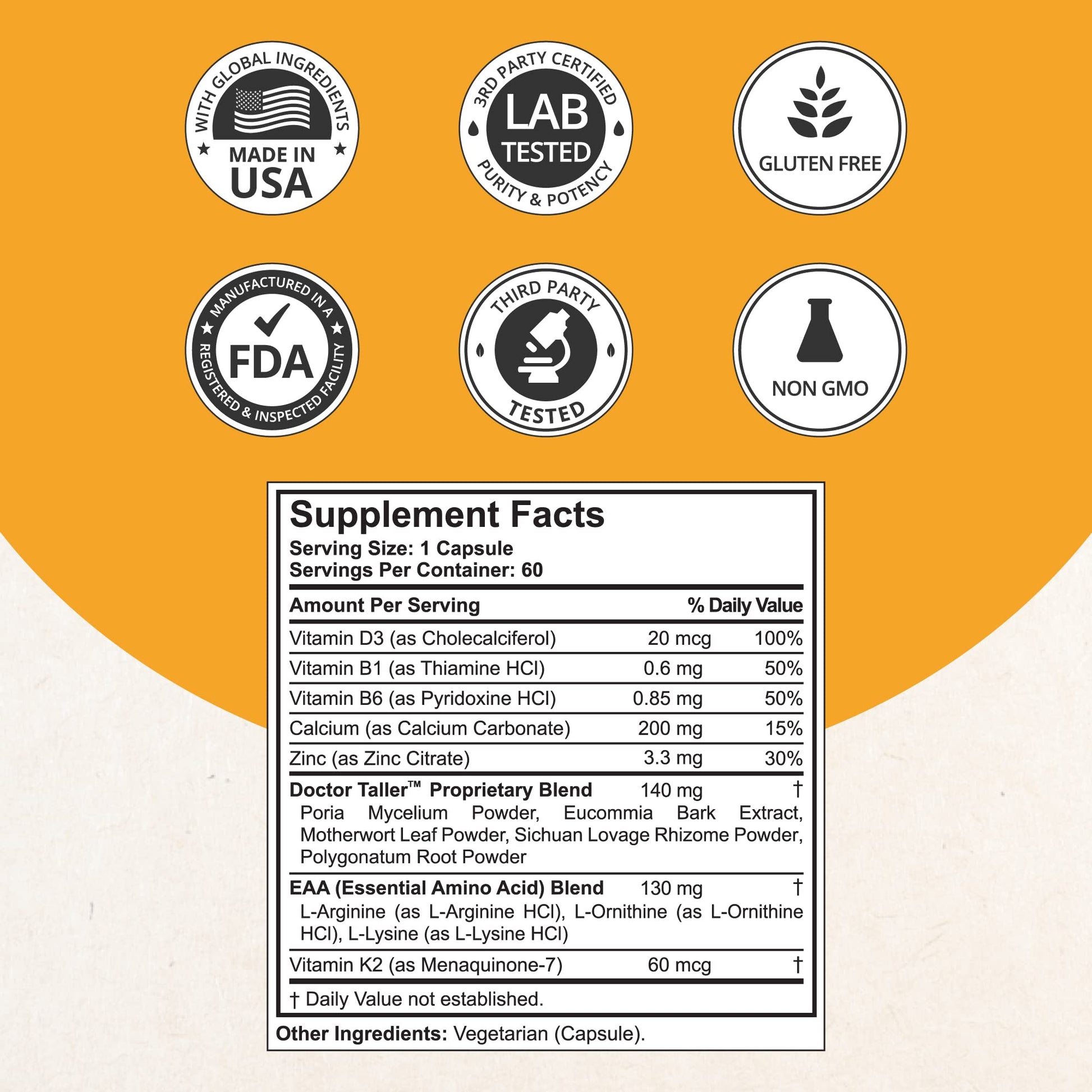 NuBest Doctor Taller - Bone Strength Supports, Enhance Immune System - Keto with Calcium, Vitamin D3, Vitamin K2, Amino Acids & Herbs for Children (8+) - 60 Vegan Capsules | 1 Month Supply NuBest Au supplements