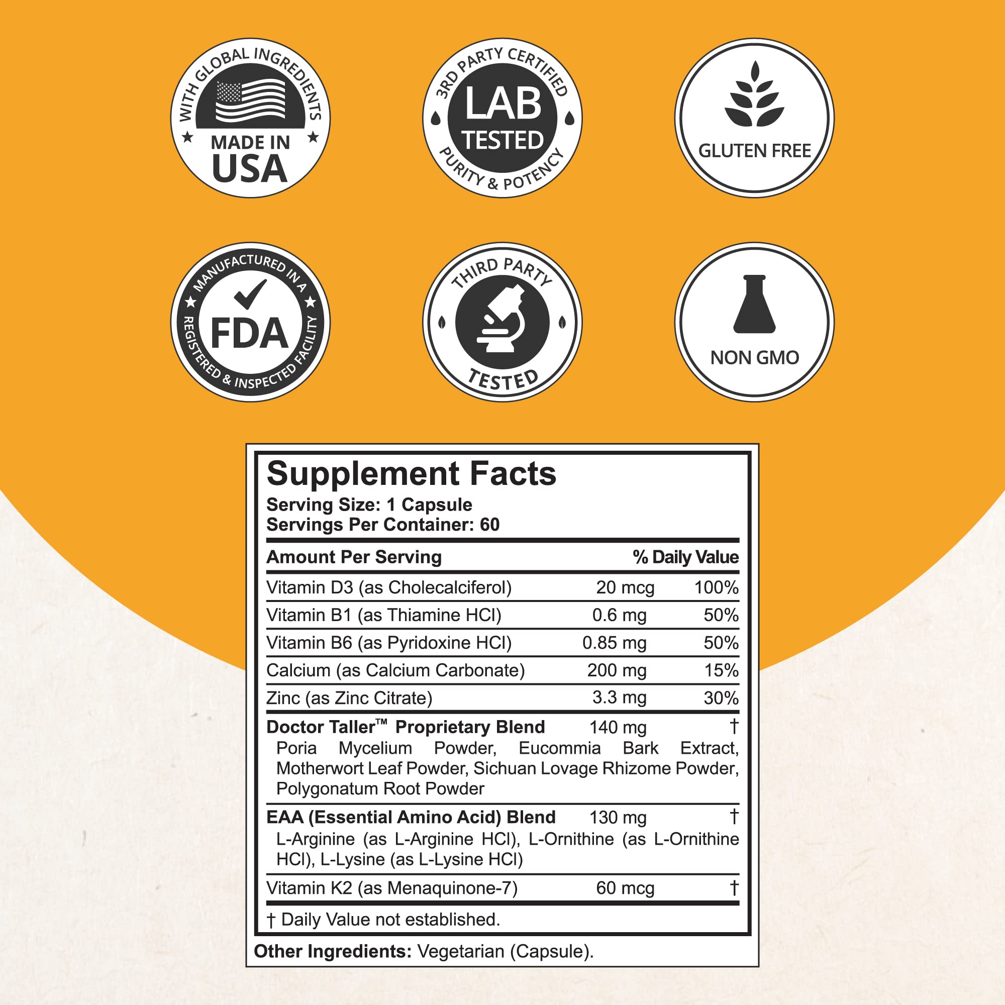 NuBest Doctor Taller - Bone Strength Supports, Enhance Immune System - Keto with Calcium, Vitamin D3, Vitamin K2, Amino Acids & Herbs for Children (8+) - 60 Vegan Capsules | 1 Month Supply NuBest Au supplements