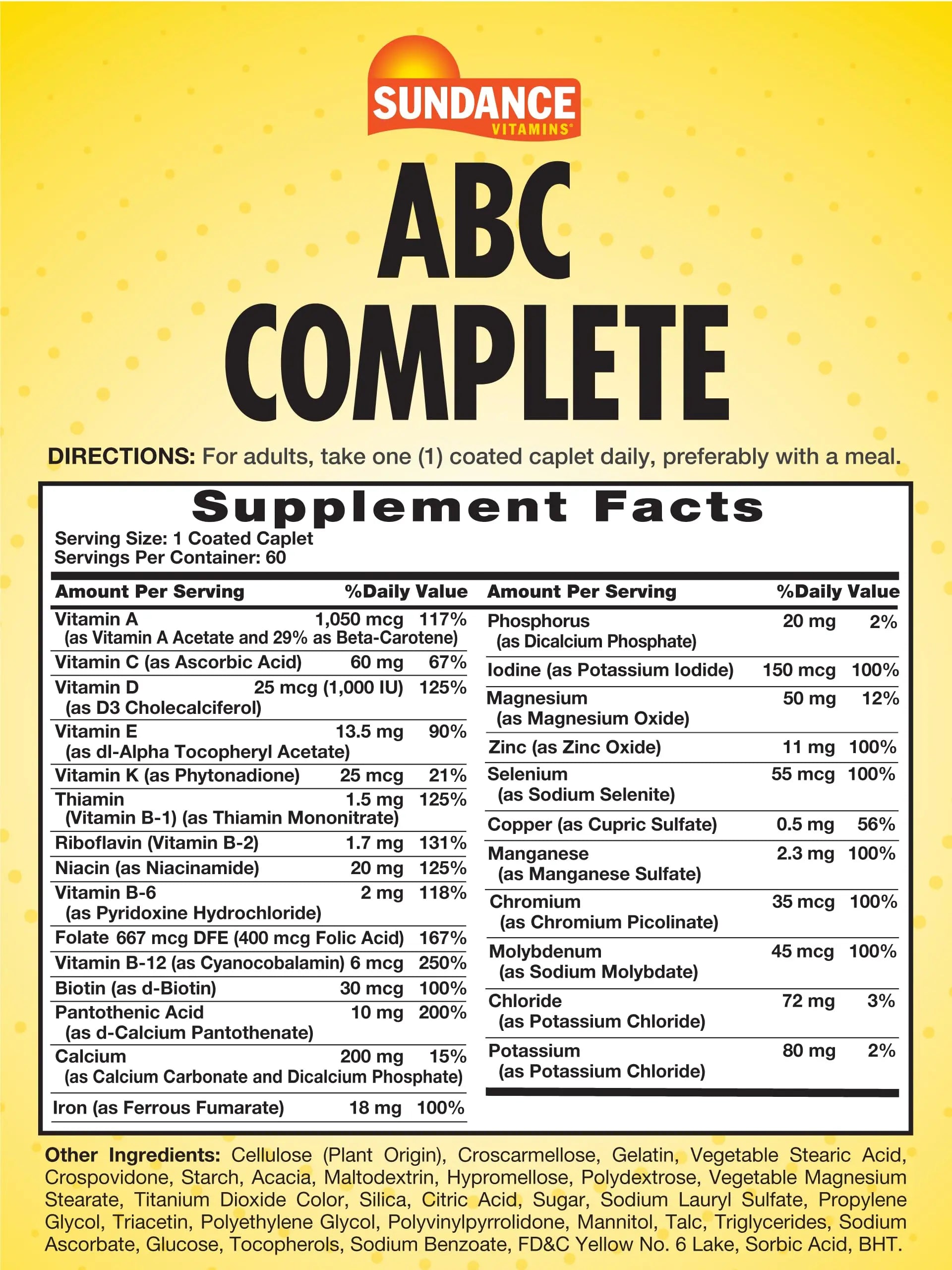 Sundance Multivitamin for Women & Men | with Iron | Mineral Formula ABC Complete | Non-GMO and Gluten Free Supplement Sundance Au supplements