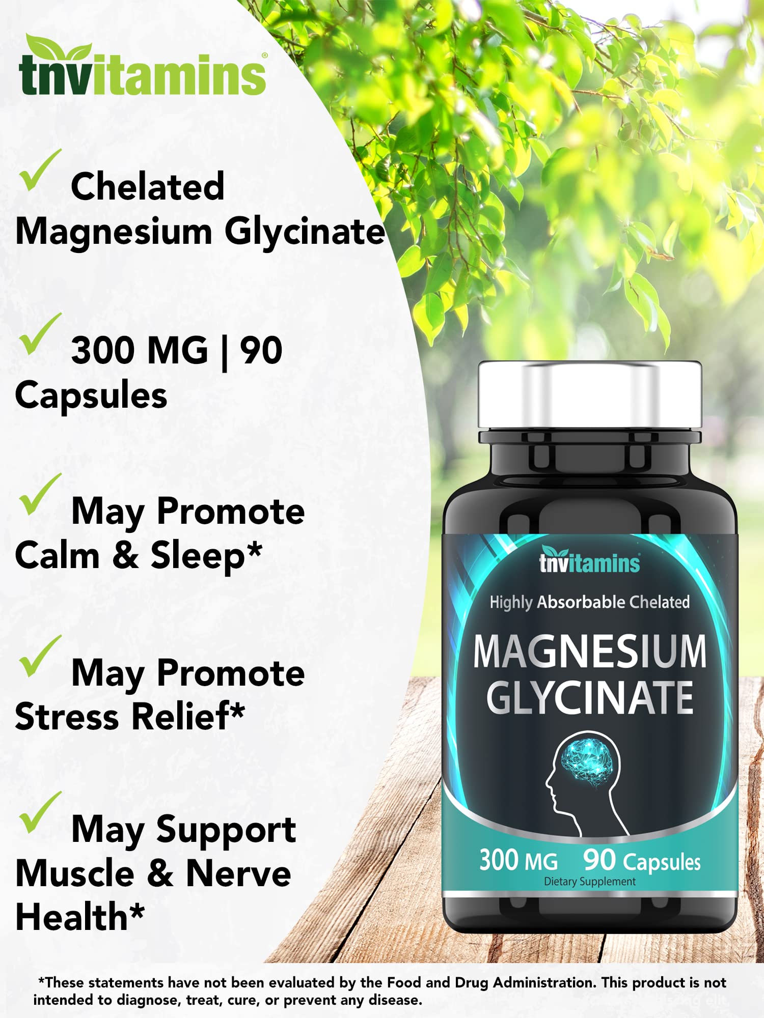 tnvitamins Magnesium Glycinate 300mg, 90 Capsules | High Absorption Chelated Magnesium for Sleep, Calm & Muscle Support* | Non-GMO, Gentle, Non-Laxative | TNVitamins tnvitamins Au supplements