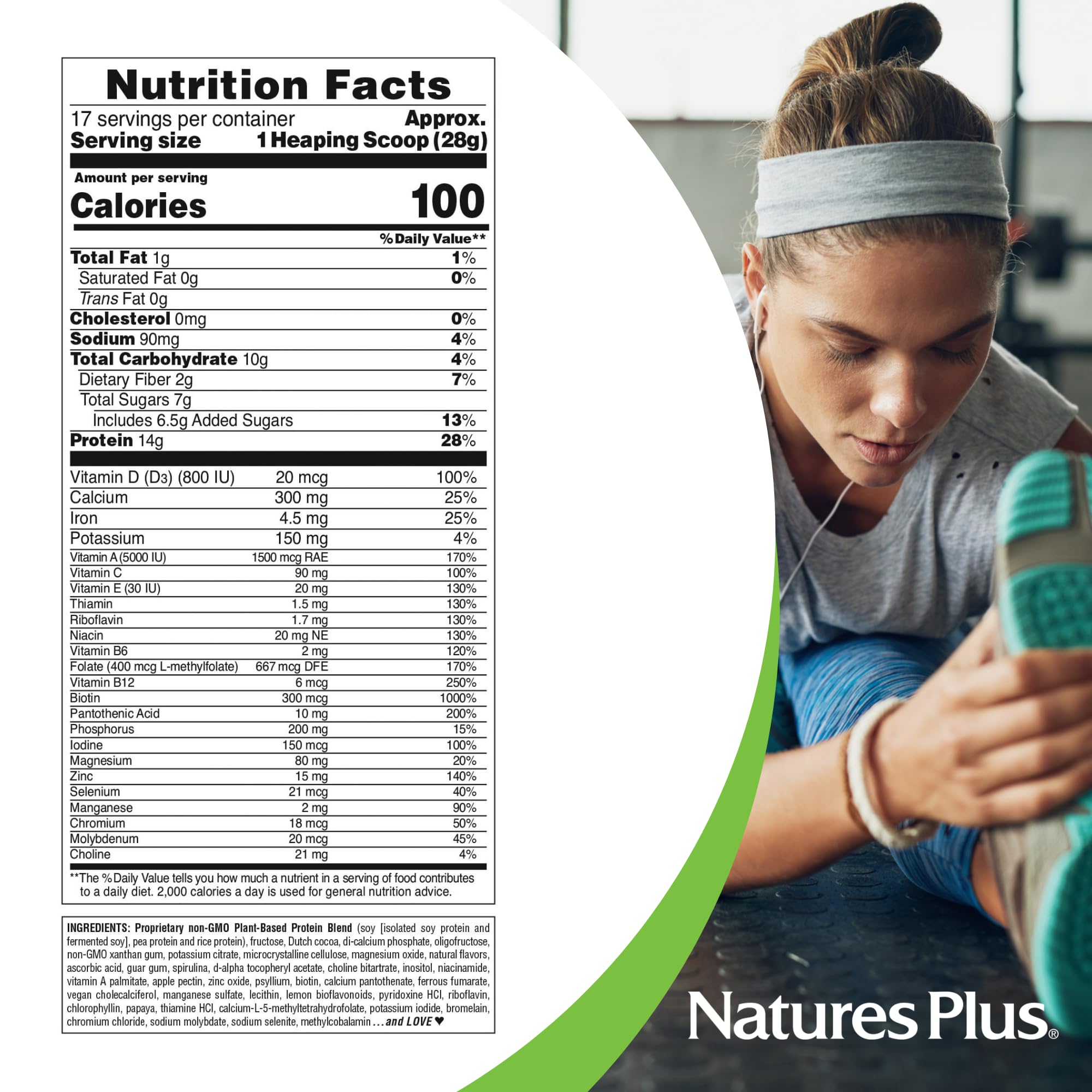 NaturesPlus SPIRU-TEIN, Chocolate - 1.05 lb - Plant-Based Protein Shake - Non-GMO, Vegetarian, Gluten Free - 17 Total Servings NaturesPlus Au supplements