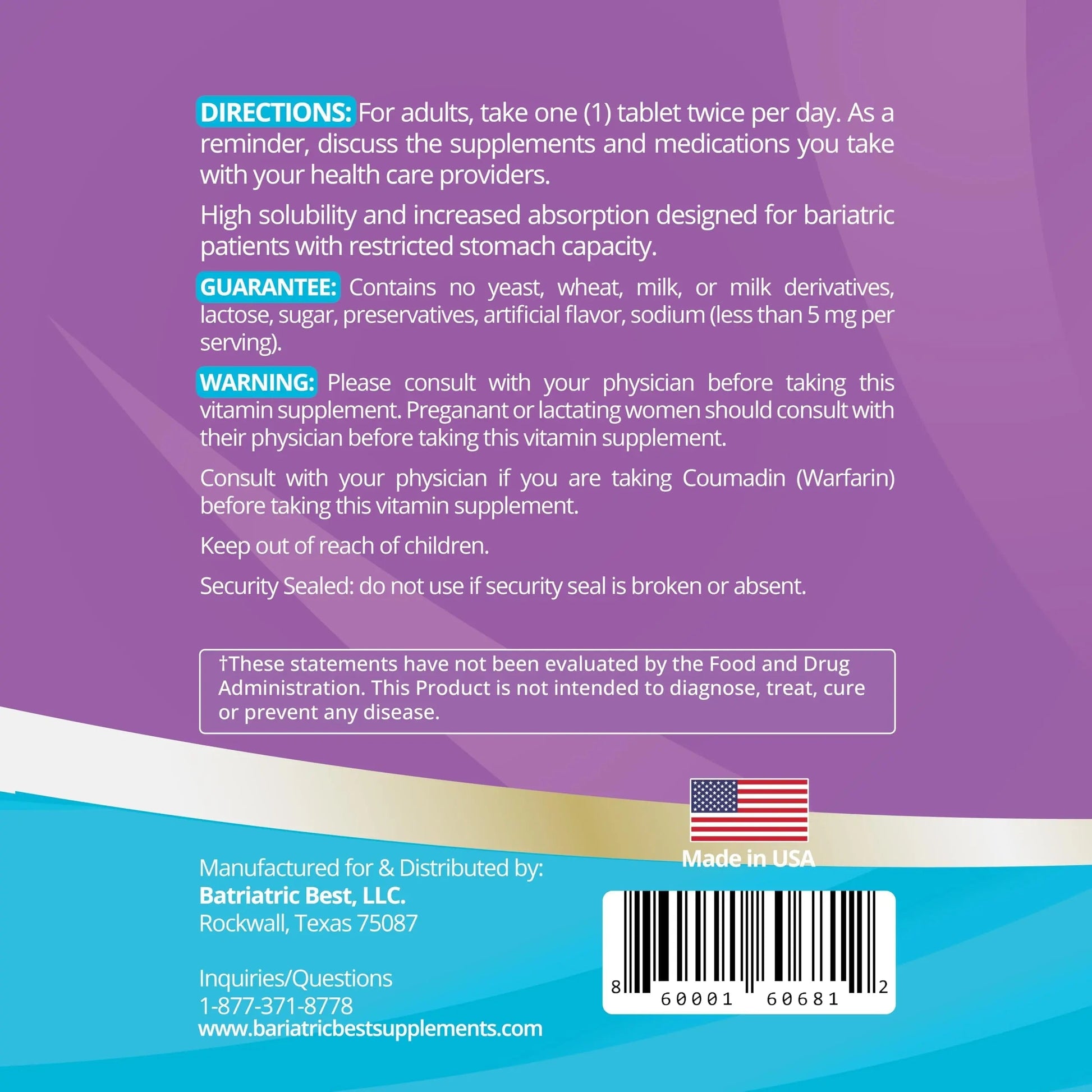 High A D E K Bariatric Multivitamin for Post DS/SADI Surgery, 25 Essential Nutrients for Post-Weight Loss Surgery, 180 Tablets Bariatric Best Supplements Au supplements